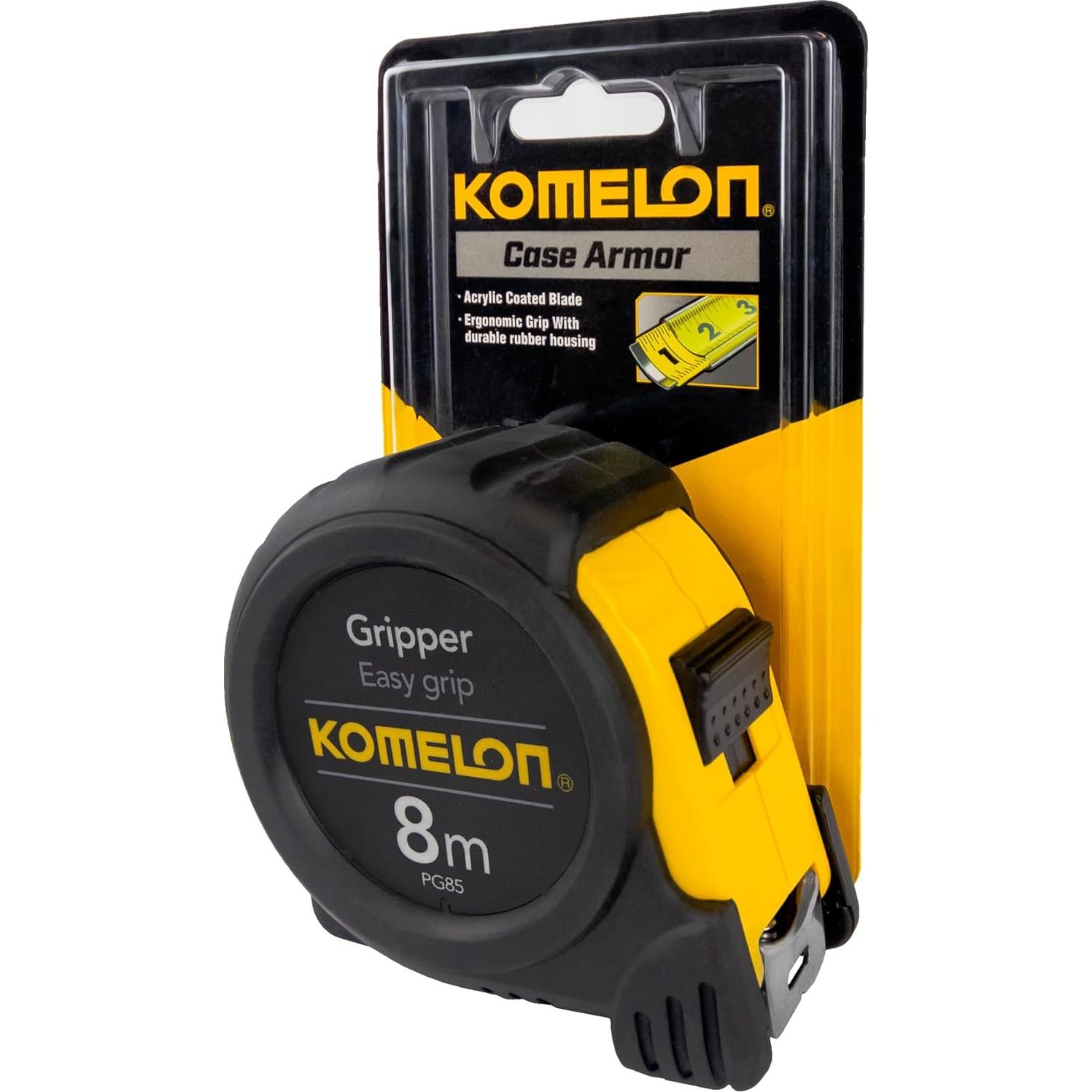 Cinta Métrica Komelon PG85 8m x 25mm con Agarre Ergonómico