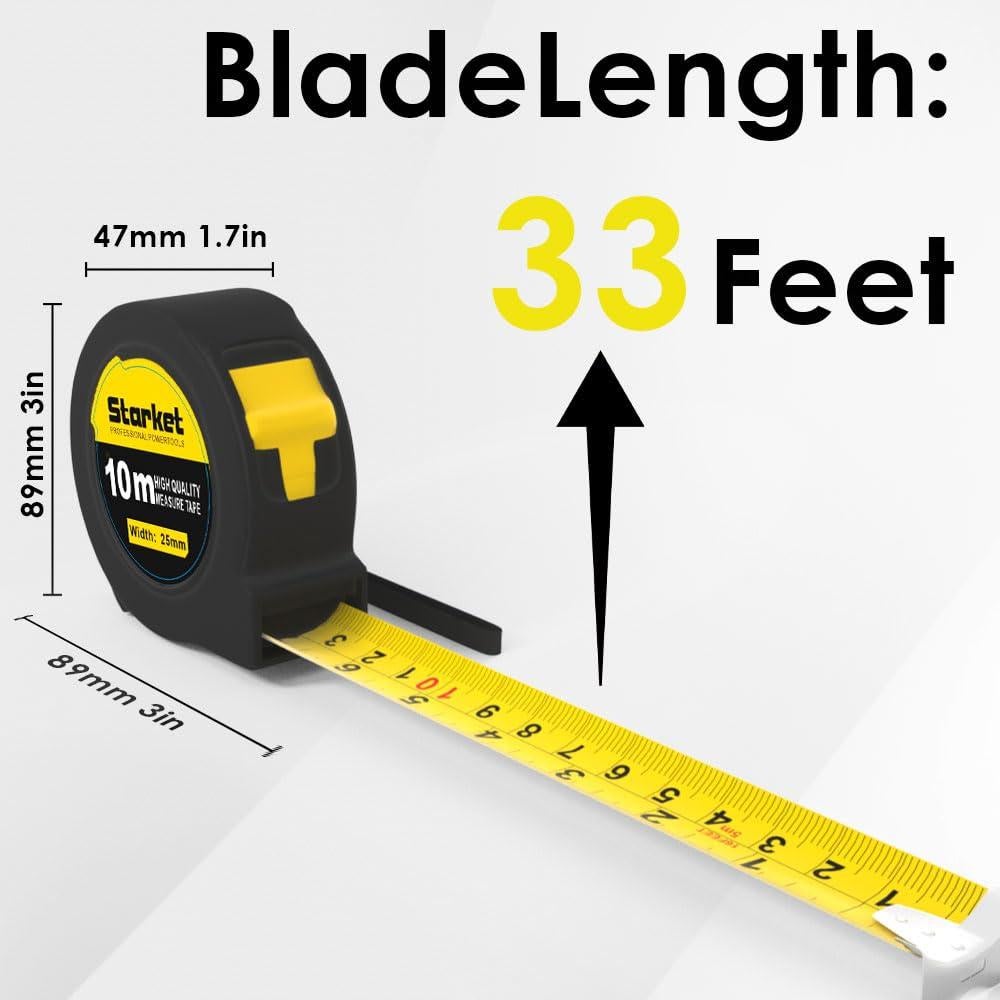 Cinta Métrica Retráctil 10 m STARKET con Escala Dual