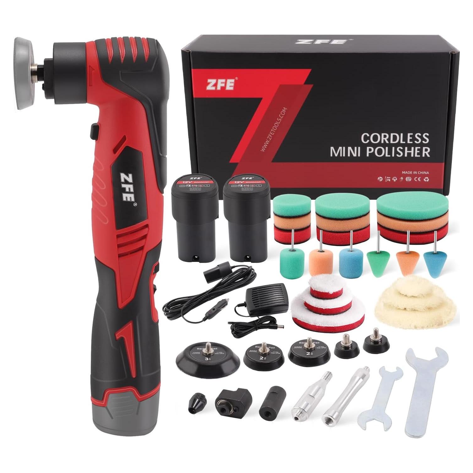 Mini Pulidora Orbital ZFE CP56SET 12V Velocidad Variable