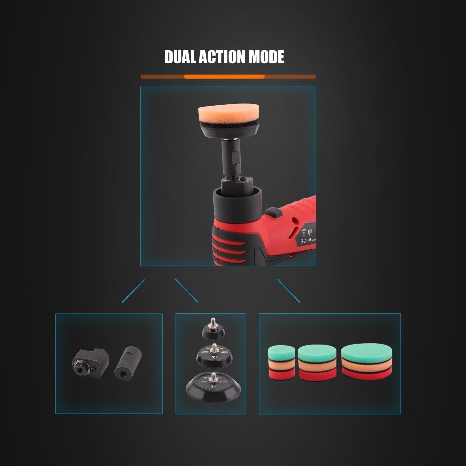 Mini Pulidora Orbital ZFE CP56SET 12V Velocidad Variable