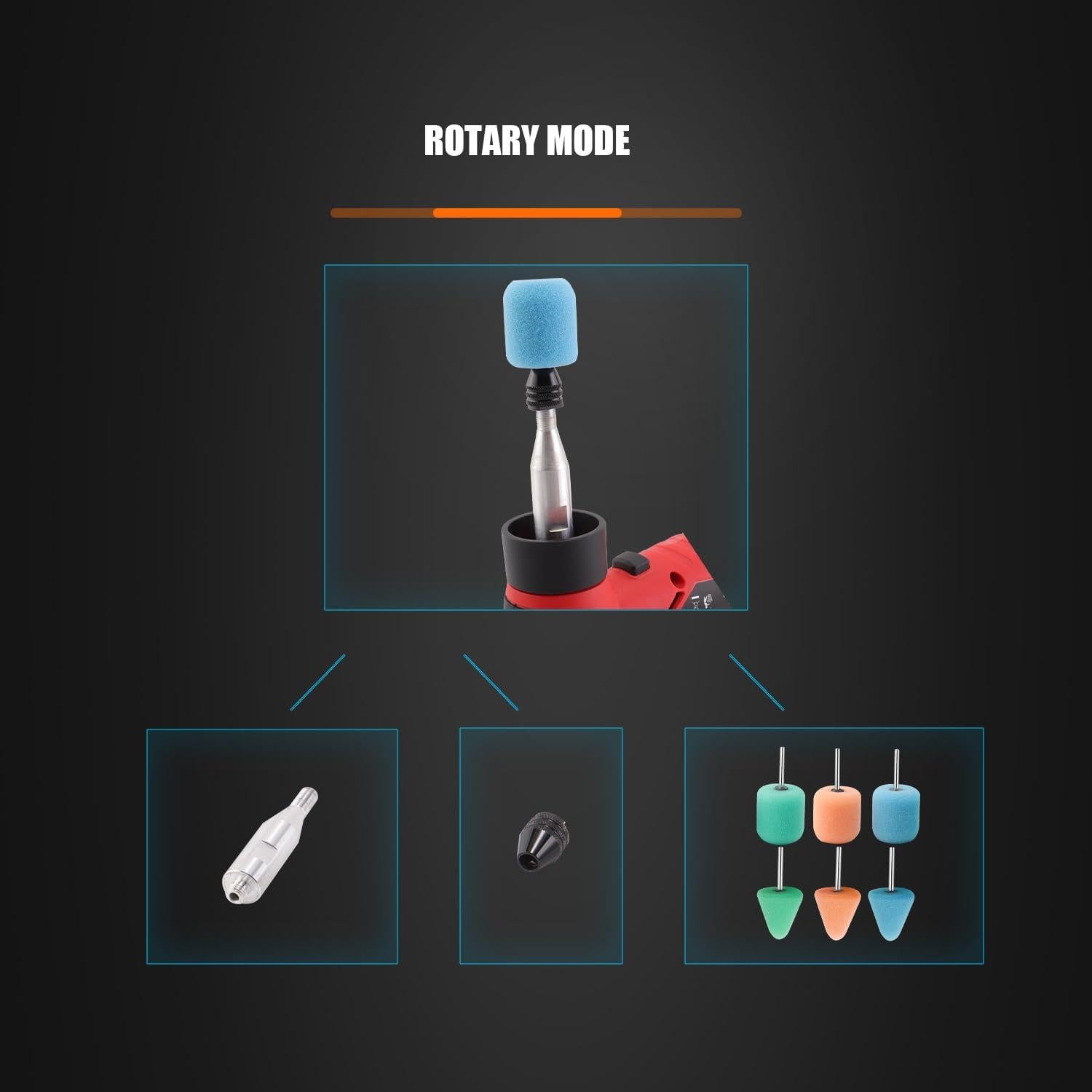 Mini Pulidora Orbital ZFE CP56SET 12V Velocidad Variable