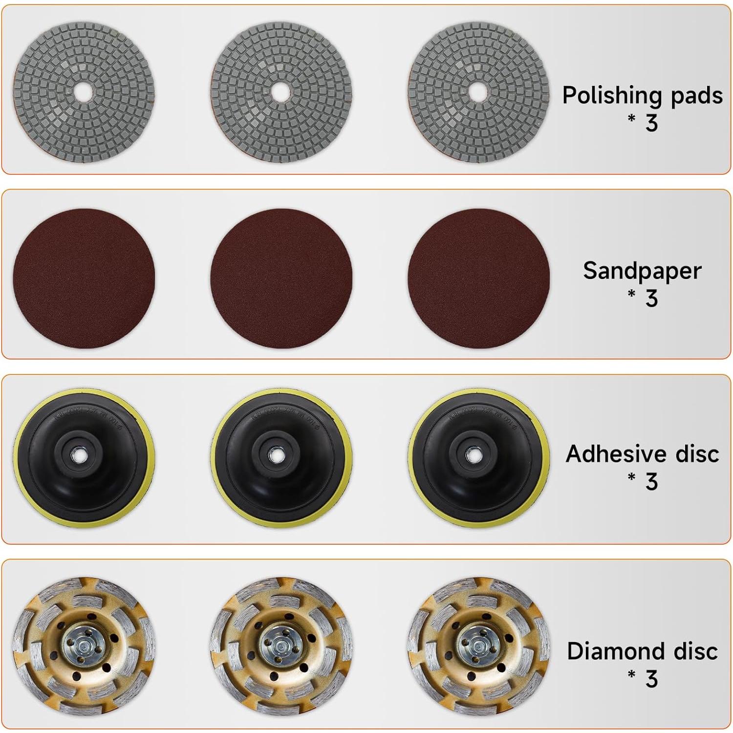 Máquina Pulidora Eléctrica HTAXSCC 2800W 3 Ruedas Diamante
