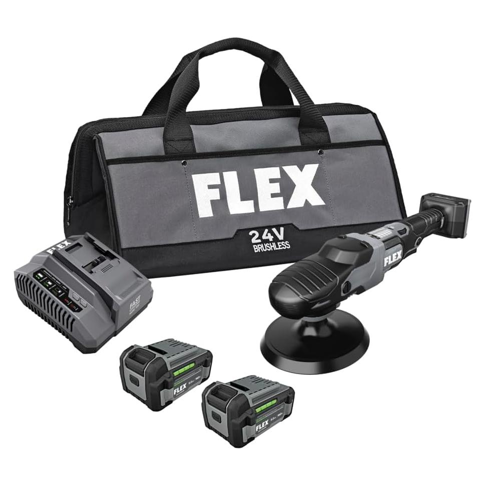Pulidora Rotativa Inalámbrica FLEX 24V Kit con 2 Baterías 5.0Ah