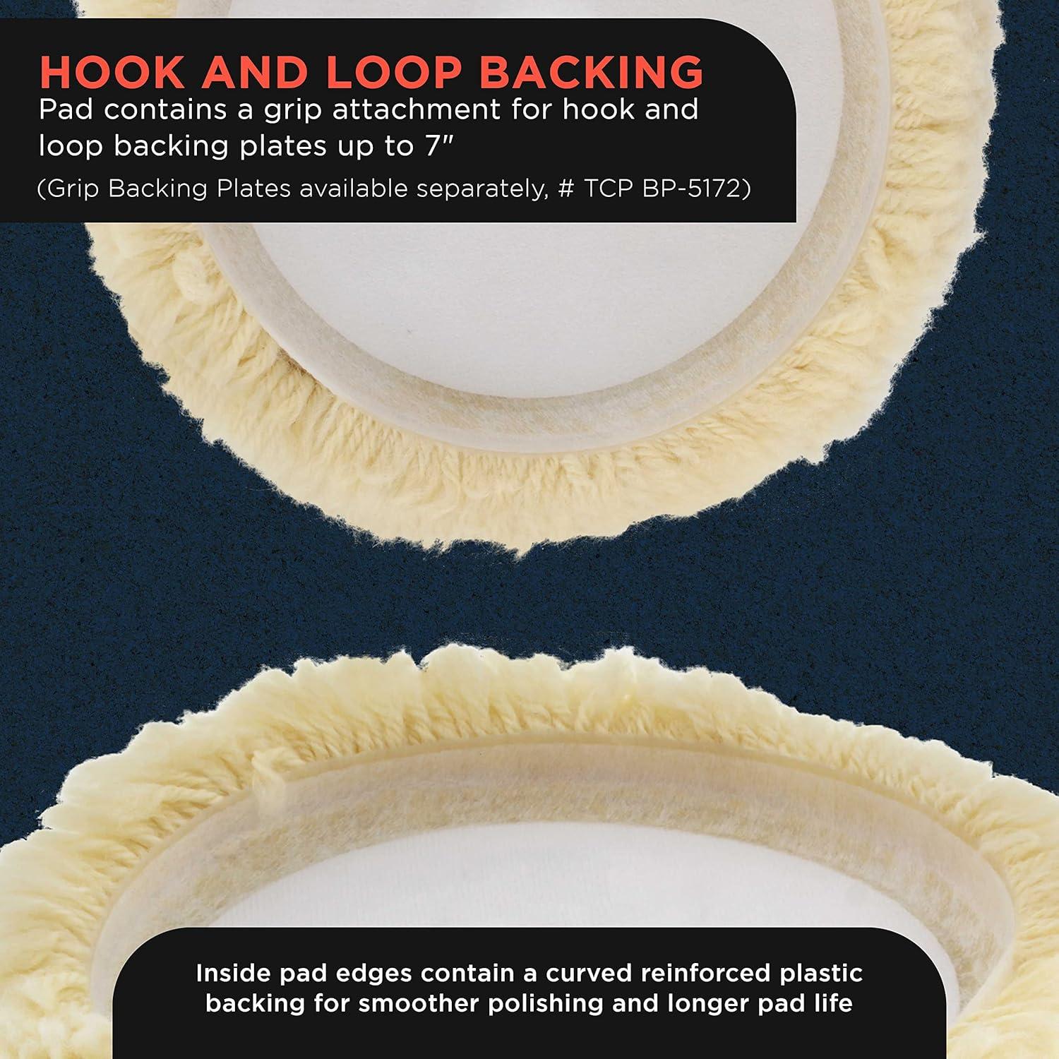 Almohadilla de Pulido TCP Global 20.32 cm 100% Lana Gancho y Bucle