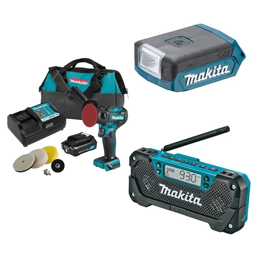 Kit Pulidor/Lijadora 12V Makita CXT Sin Escobillas 3" y 2"
