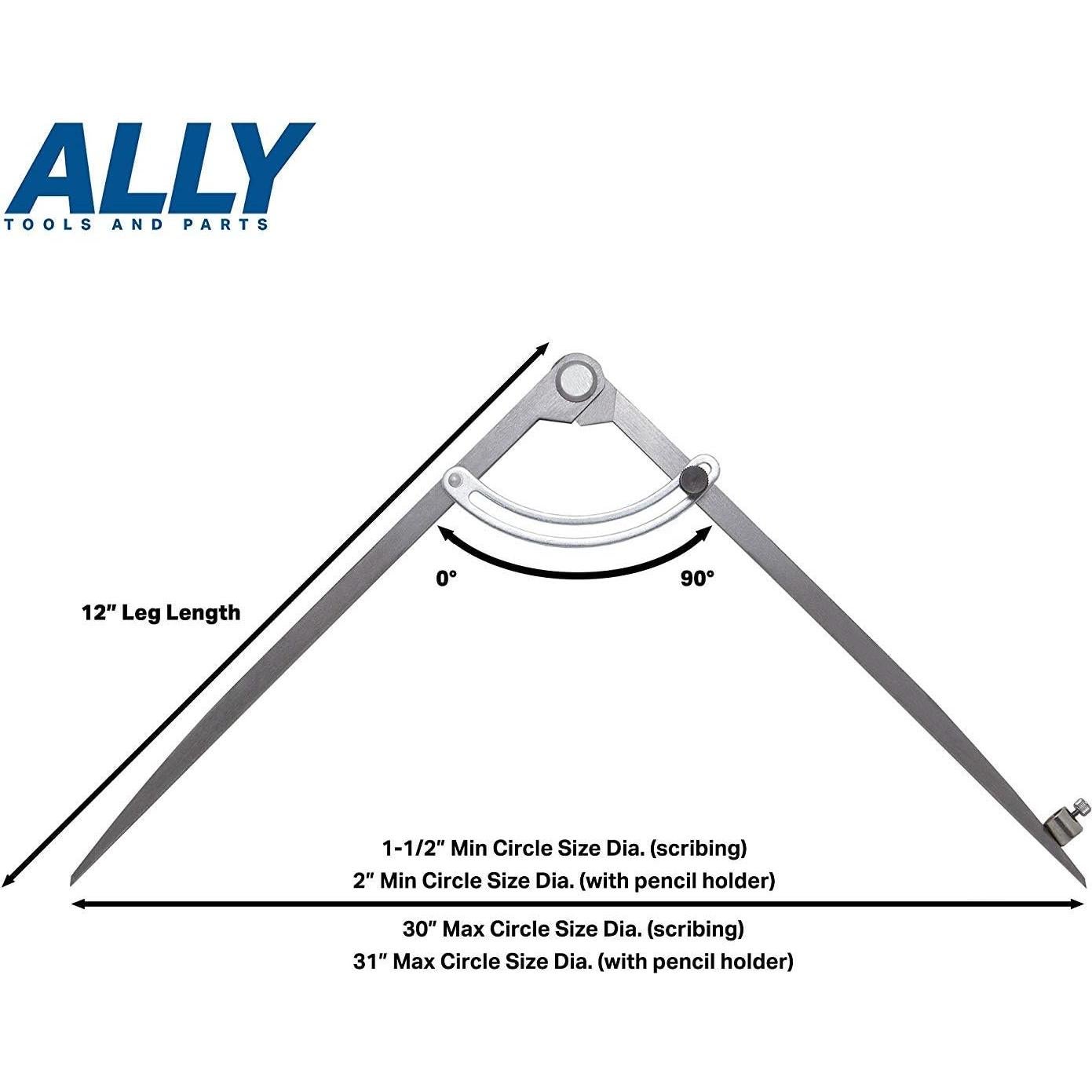 Compás de Carpintería ALLY 30.48 cm con Lápices y Sacapuntas