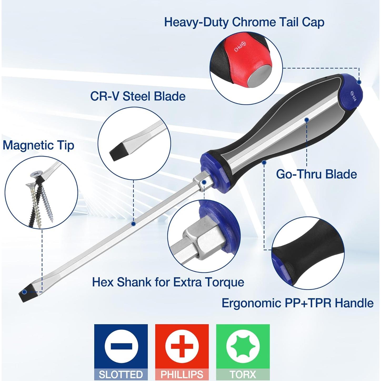 Juego de Destornilladores Magnéticos WORKPRO 24 Piezas Go-Thru