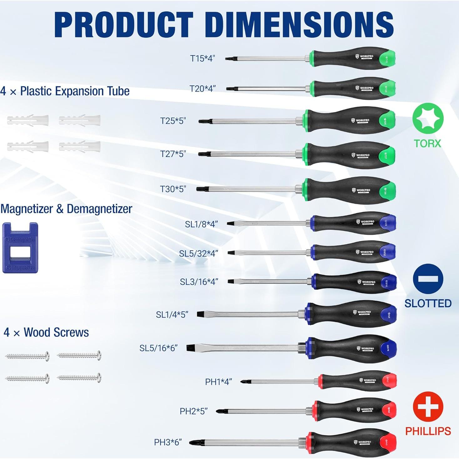 Juego de Destornilladores Magnéticos WORKPRO 24 Piezas Go-Thru