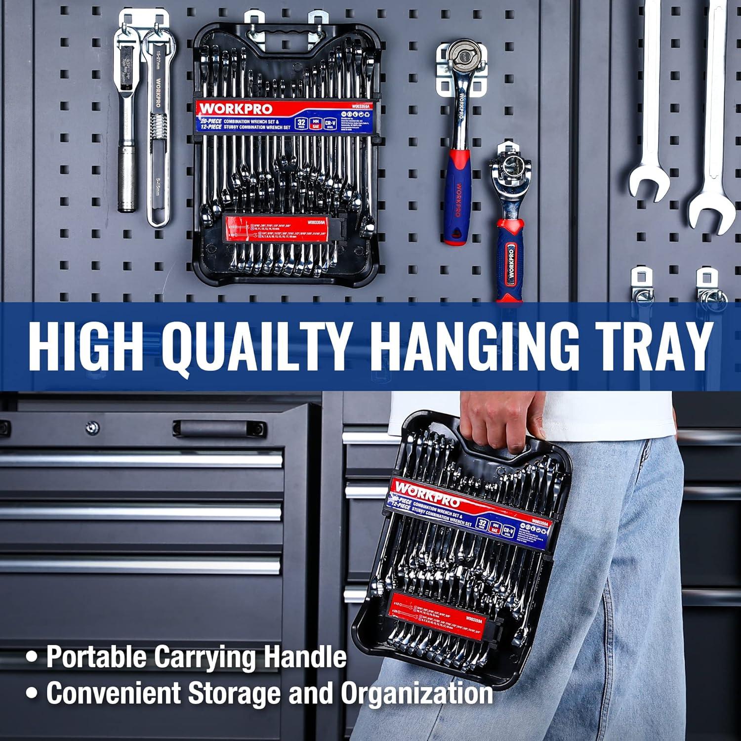 Juego de Llaves Combinadas WORKPRO 32 Piezas Acero Cr-V