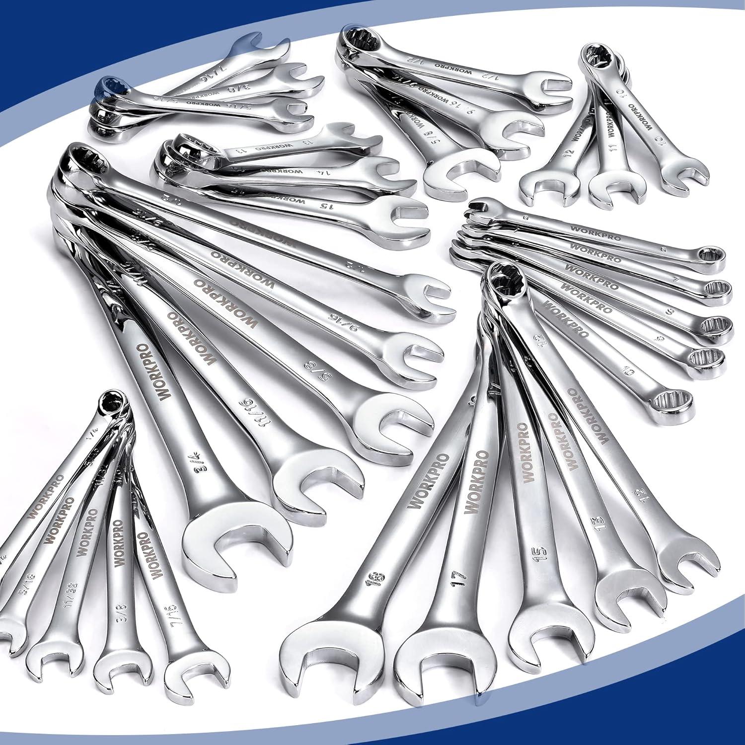 Juego de Llaves Combinadas WORKPRO 32 Piezas Acero Cr-V