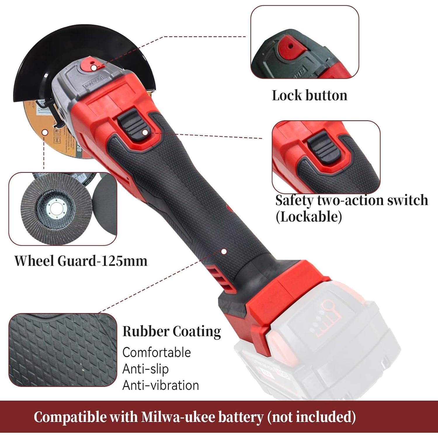Amoladora Angular Inalámbrica Milwaukee 18V 125mm 12000RPM