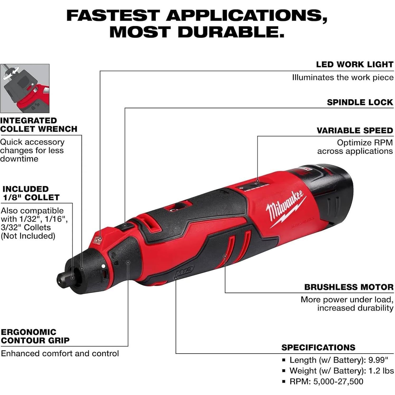 Herramienta Rotativa Milwaukee M12TRADE Sin Carbón 1.67 kg