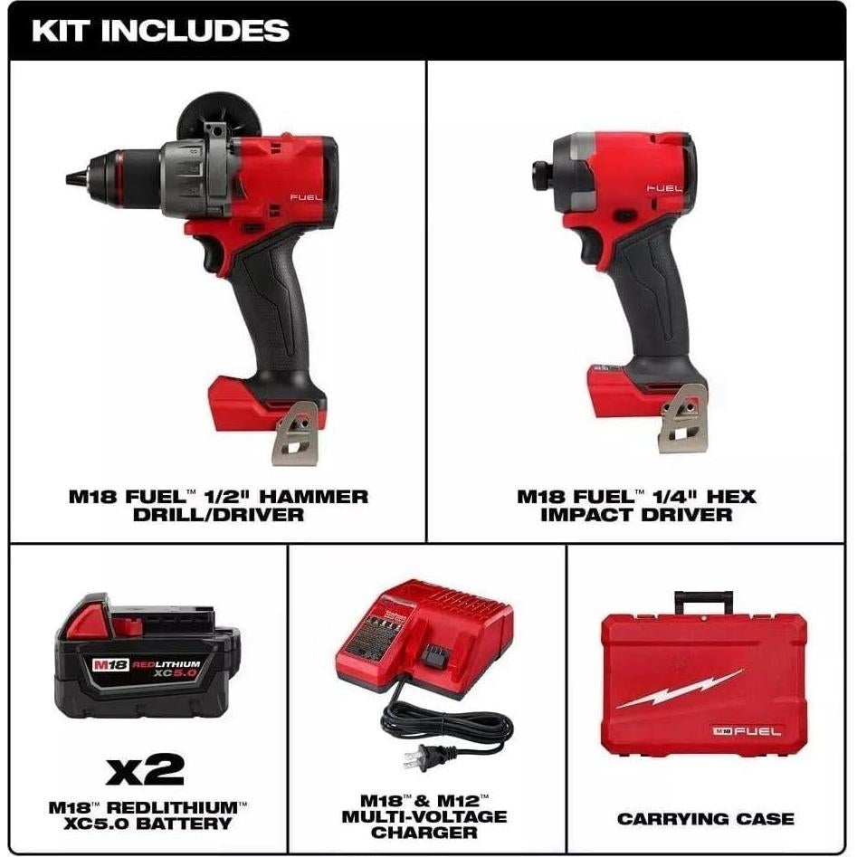Kit Combo 2 Herramientas Milwaukee M18 FUEL 18V Martillo y Destornillador