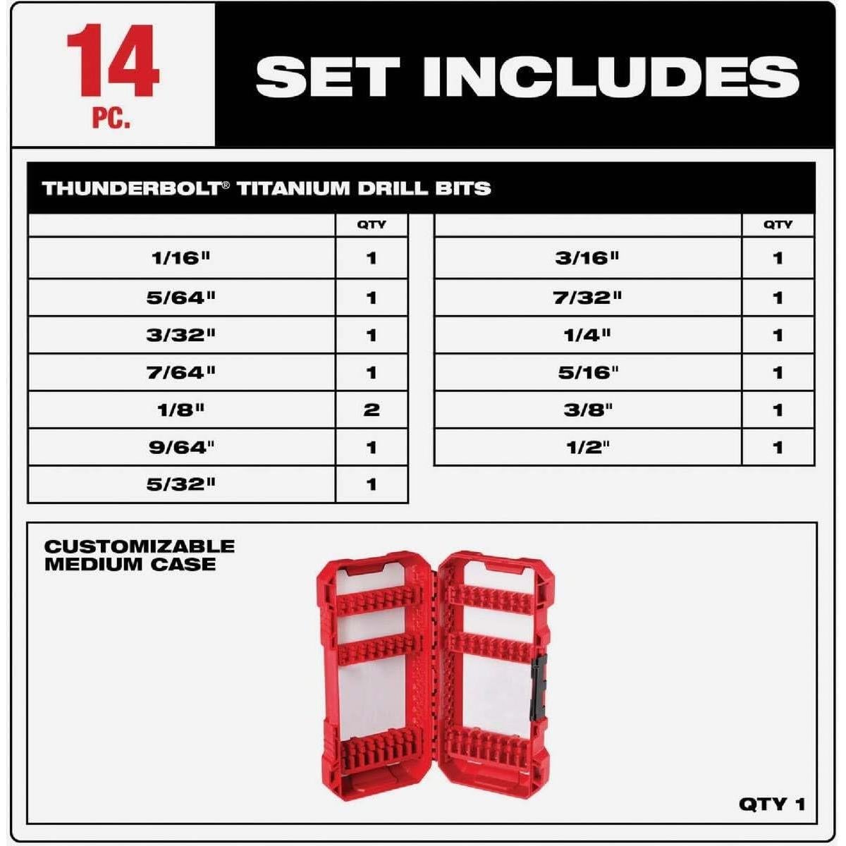 Juego de Brocas de Titanio Milwaukee 14 Piezas 48-89-0011