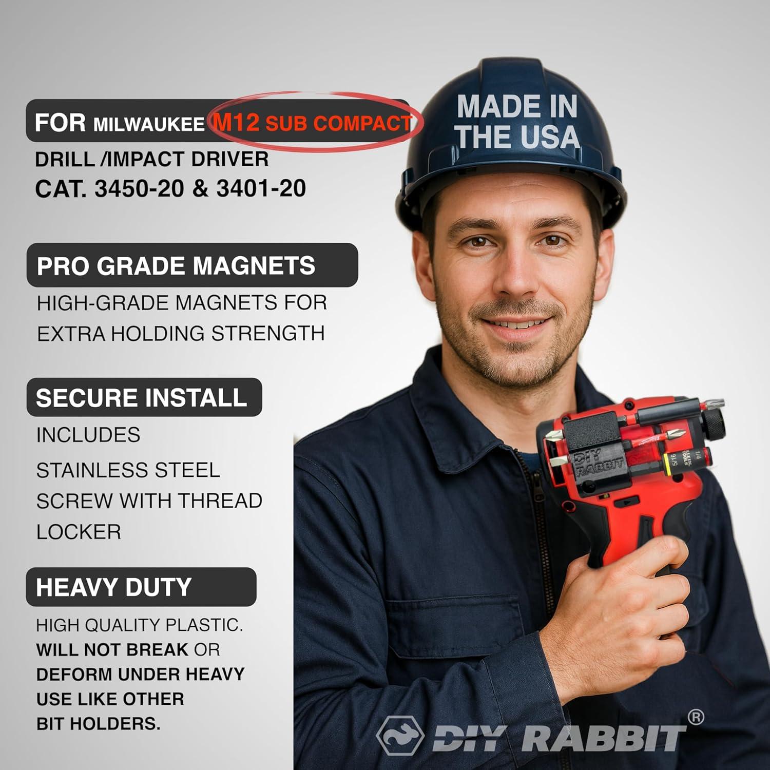Soporte Magnético para Bits Milwaukee M12 SubCompact DIY Rabbit