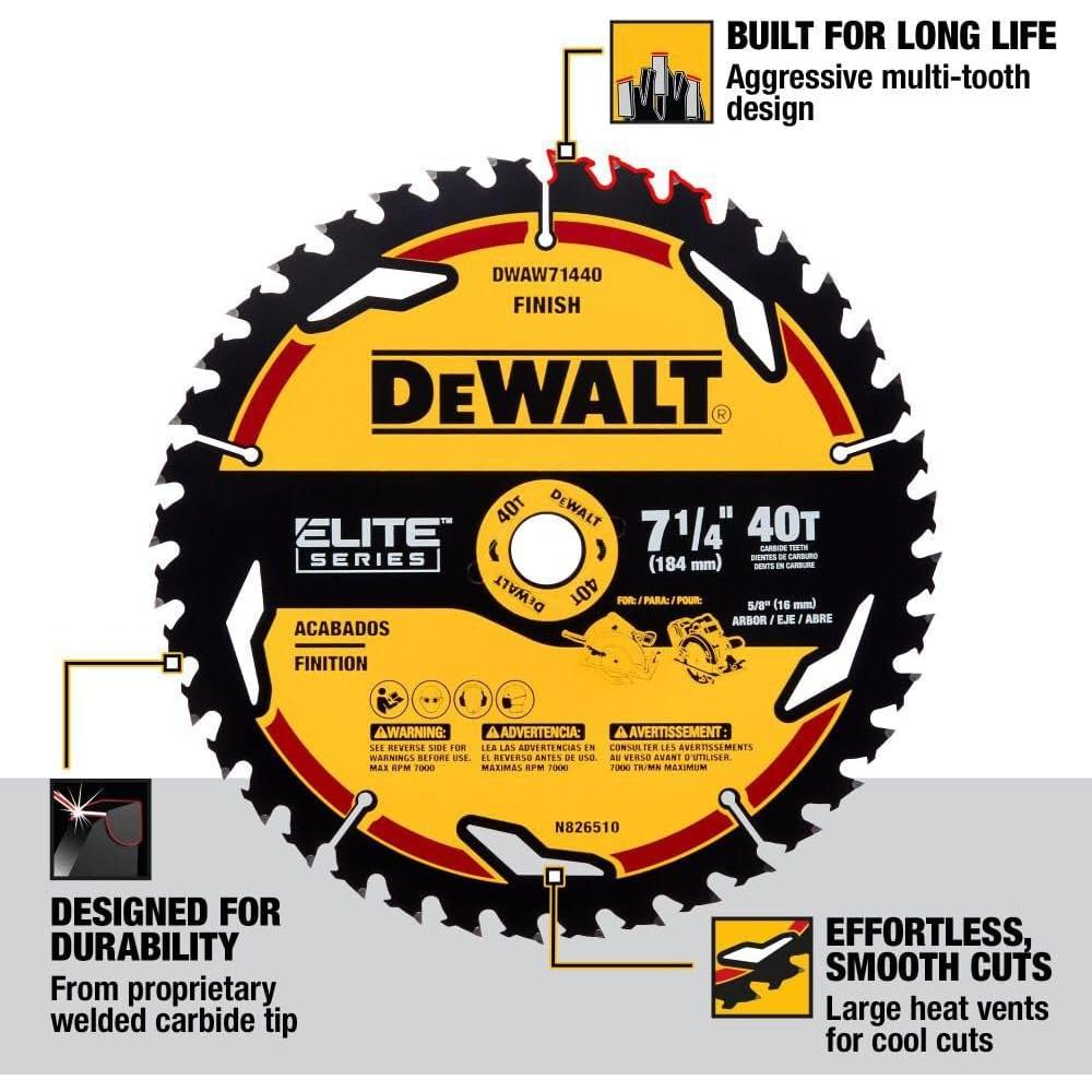 Disco de Corte DEWALT DWAW71440 40T 18.42 cm Carburo