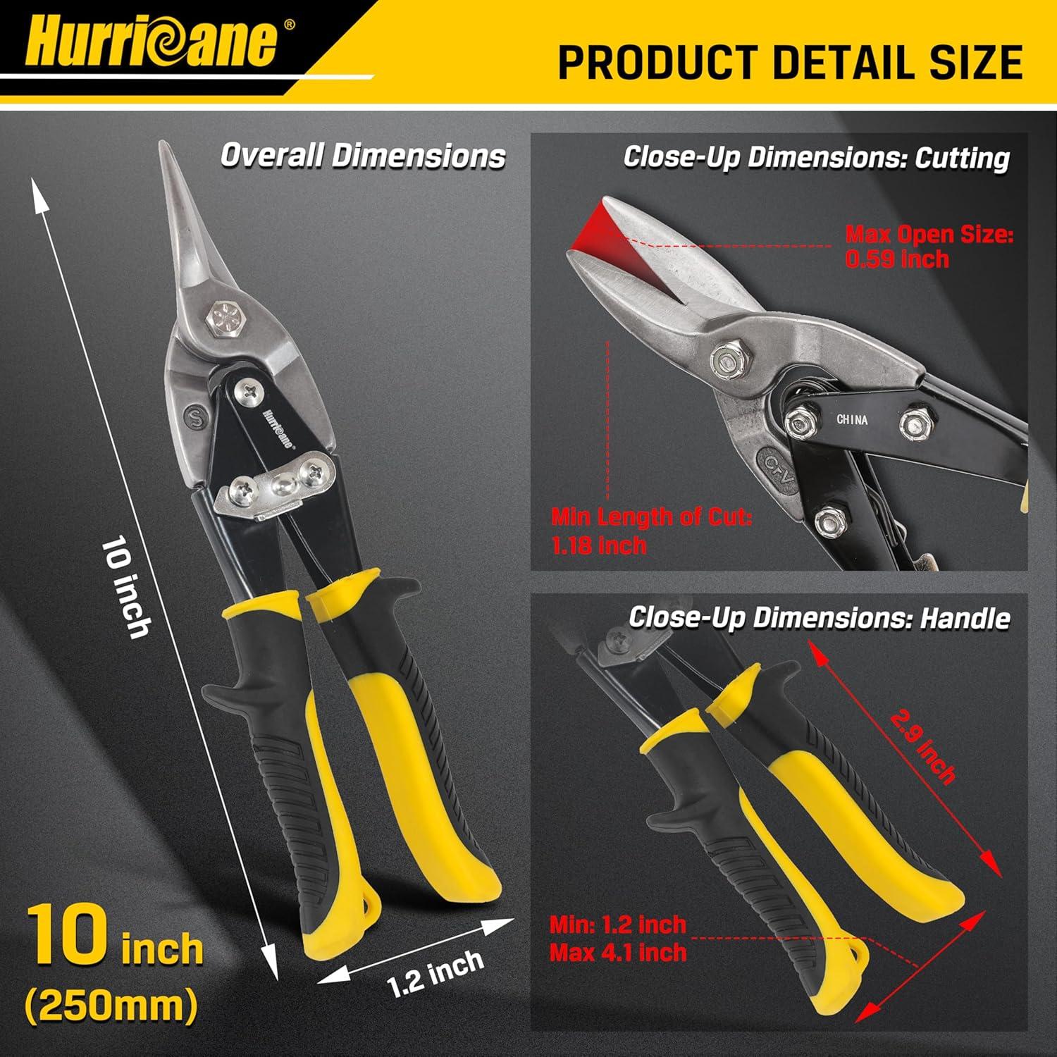 Tijeras de Aviación HURRICANE 10" Corte Recto para Metal