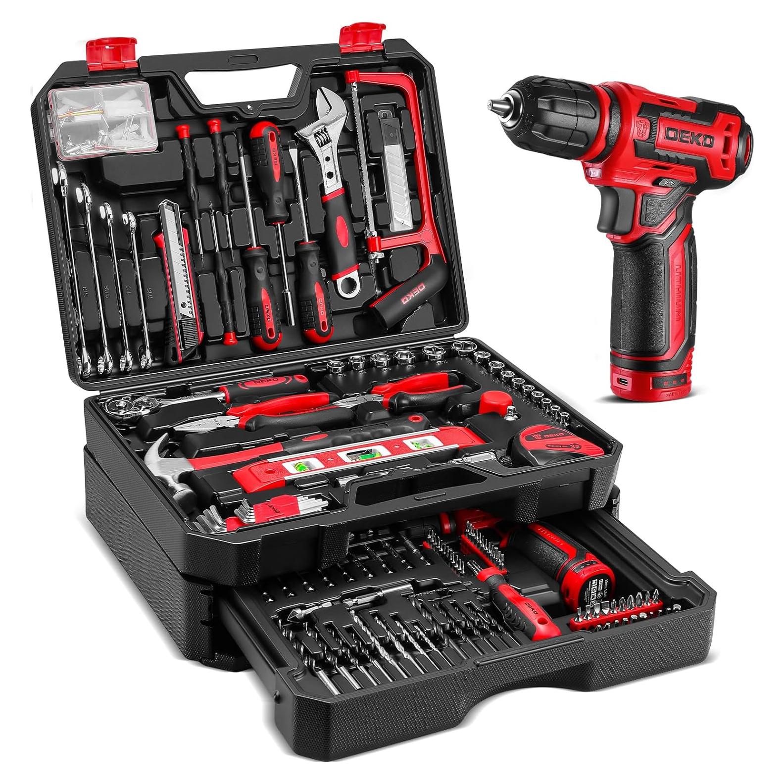 Kit de Herramientas DEKOPRO 238 Piezas con Taladro Inalámbrico 12V