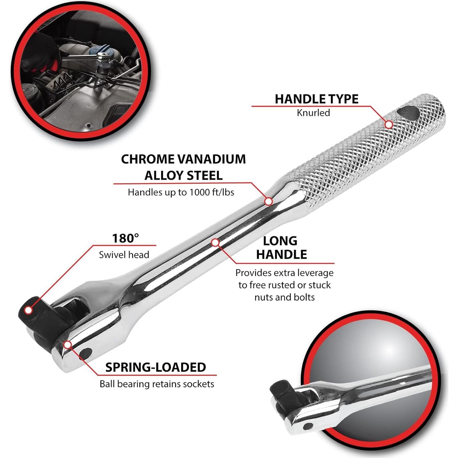 Herramienta Flex Handle 1/4" Performance Tool W36118 15.24cm
