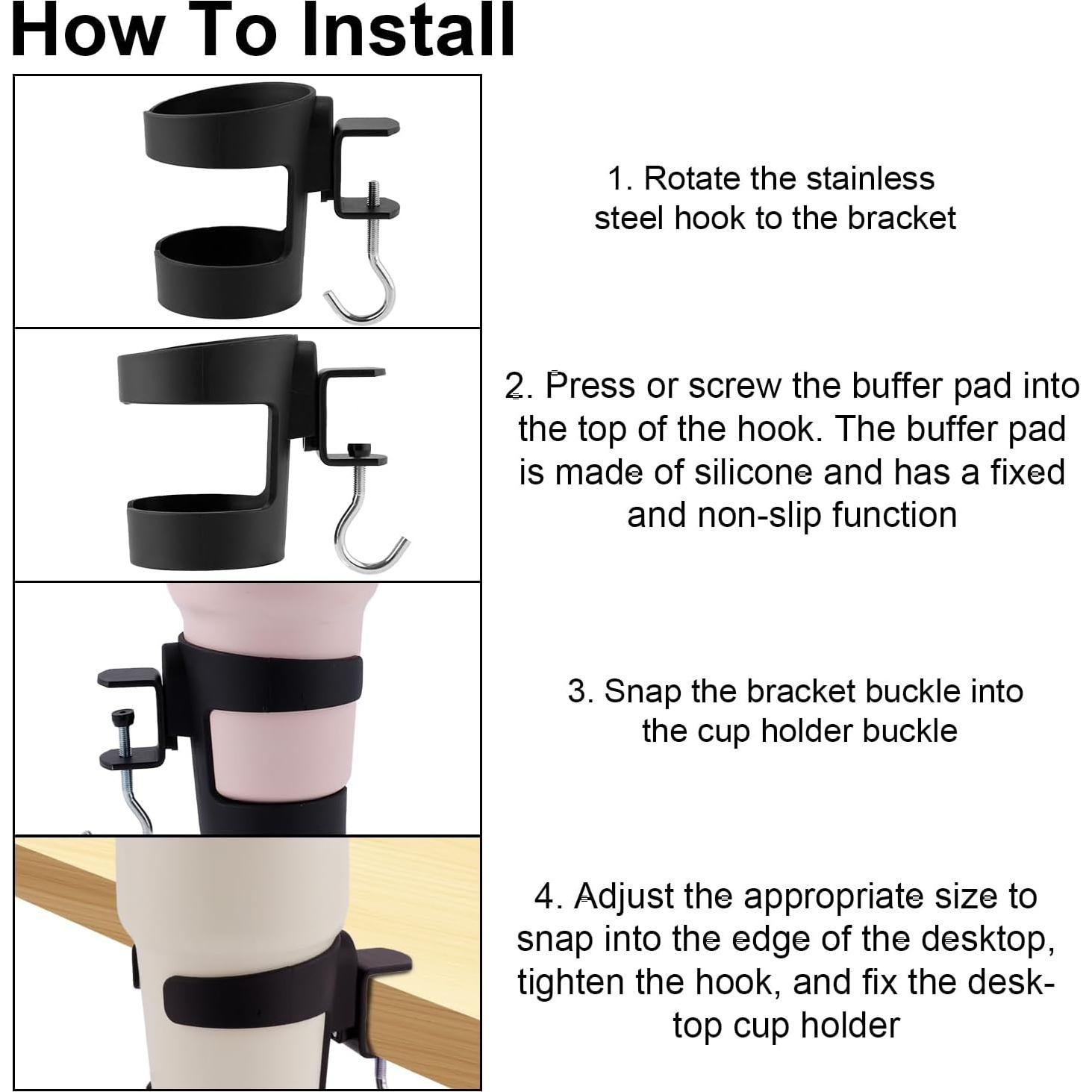 Soporte para Taza de Escritorio Gosknor 2-en-1 Negro Ajustable