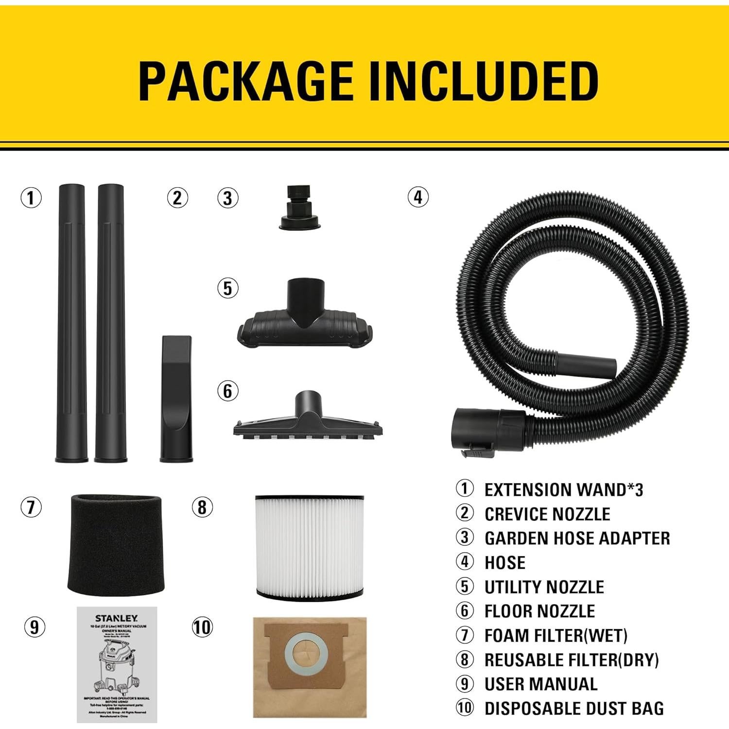 Aspiradora Húmeda y Seca STANLEY SL18701P-10A 10 Galones 6 HP