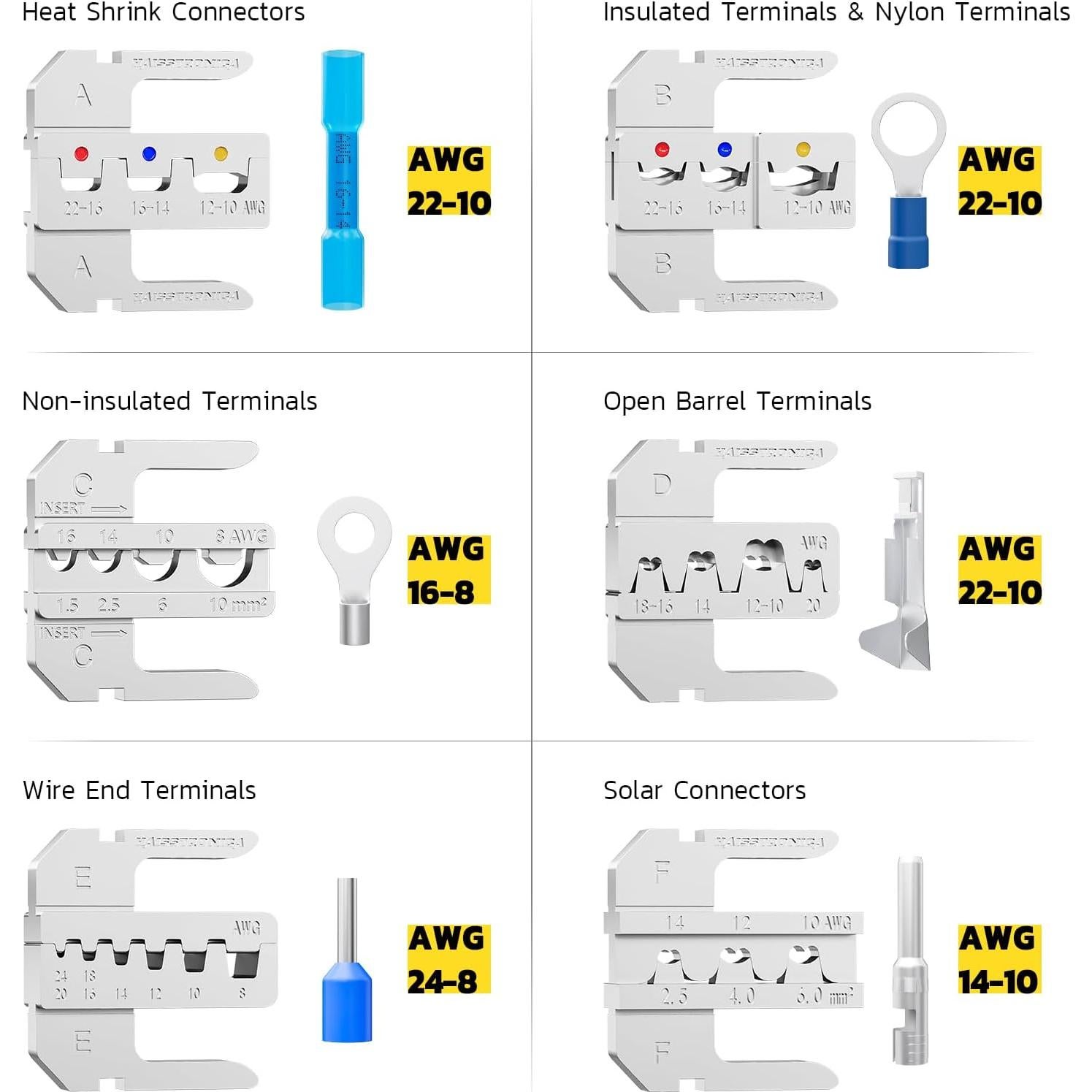 Juego de Herramientas de Crimpado Haisstronica 8PCS Automático