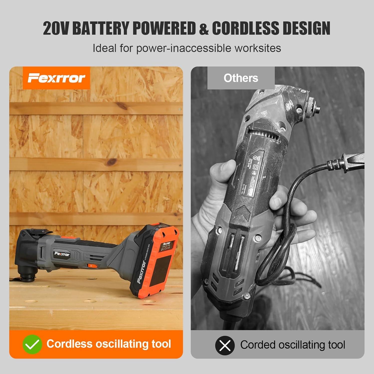 Herramienta Oscilante Inalámbrica Fexrror 20V 2000mAh 6 Velocidades