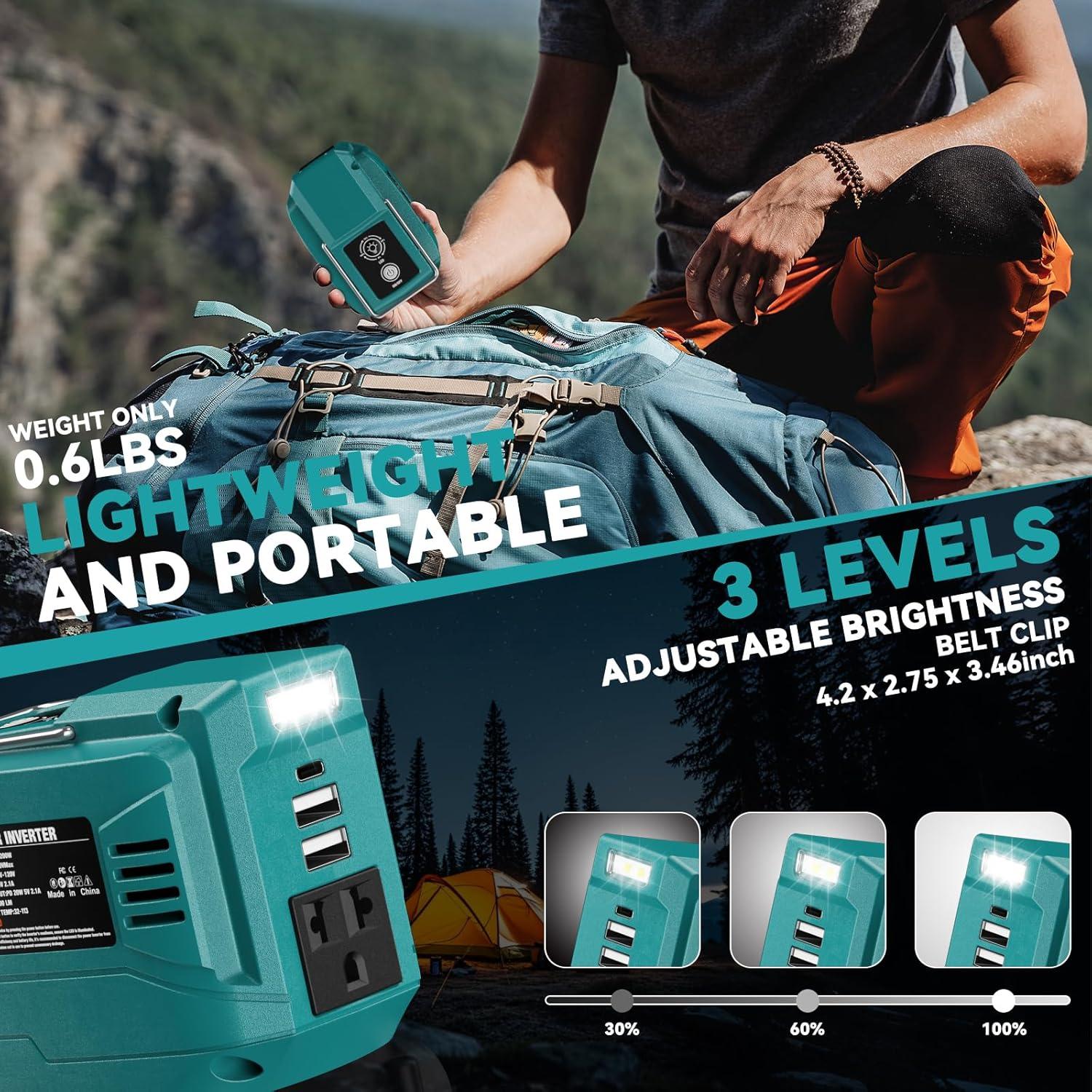 Inversor de Potencia 200W VAXCANZE para Baterías Makita 18V