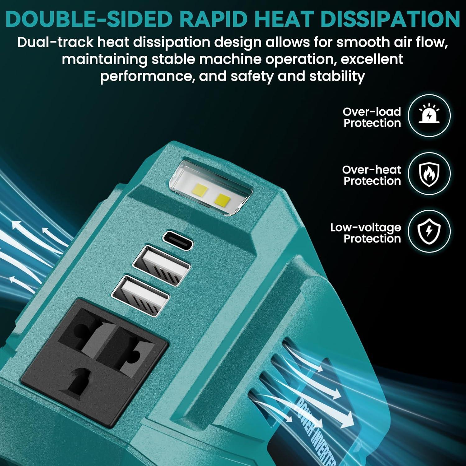 Inversor de Potencia 200W VAXCANZE para Baterías Makita 18V