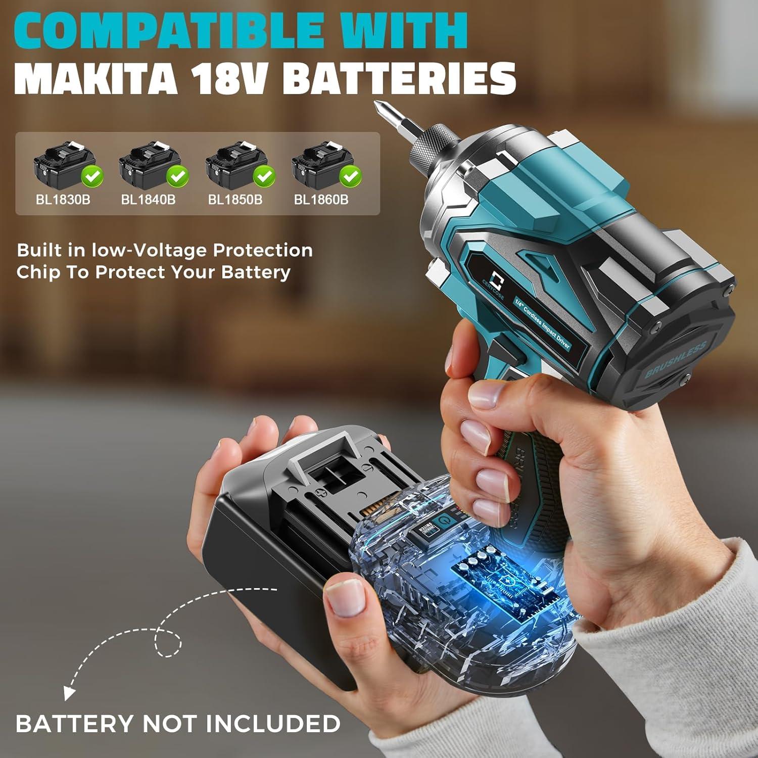 Destornillador de impacto inalámbrico Cerycose 18V 2800 Nm 5 velocidades