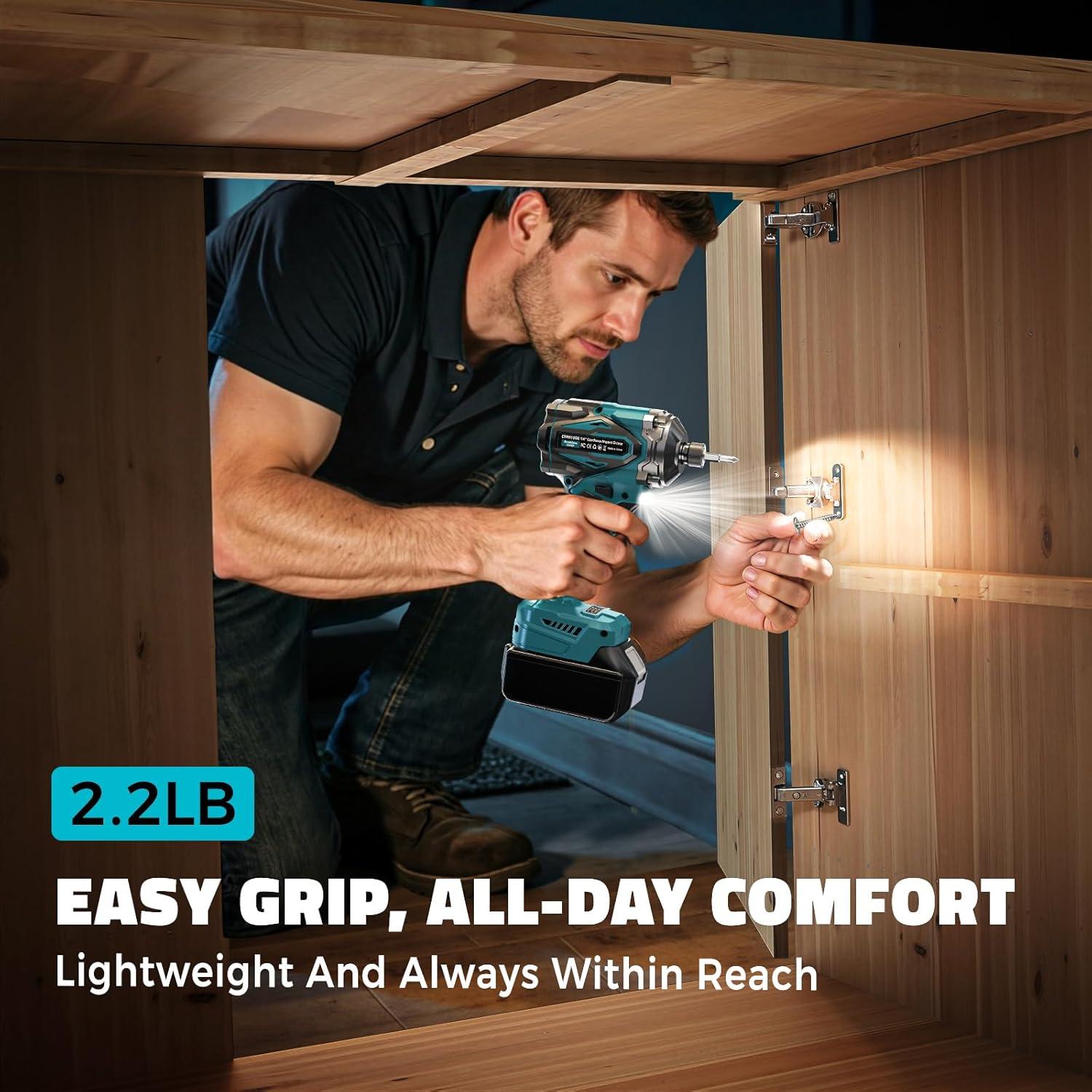 Destornillador de impacto inalámbrico Cerycose 18V 2800 Nm 5 velocidades