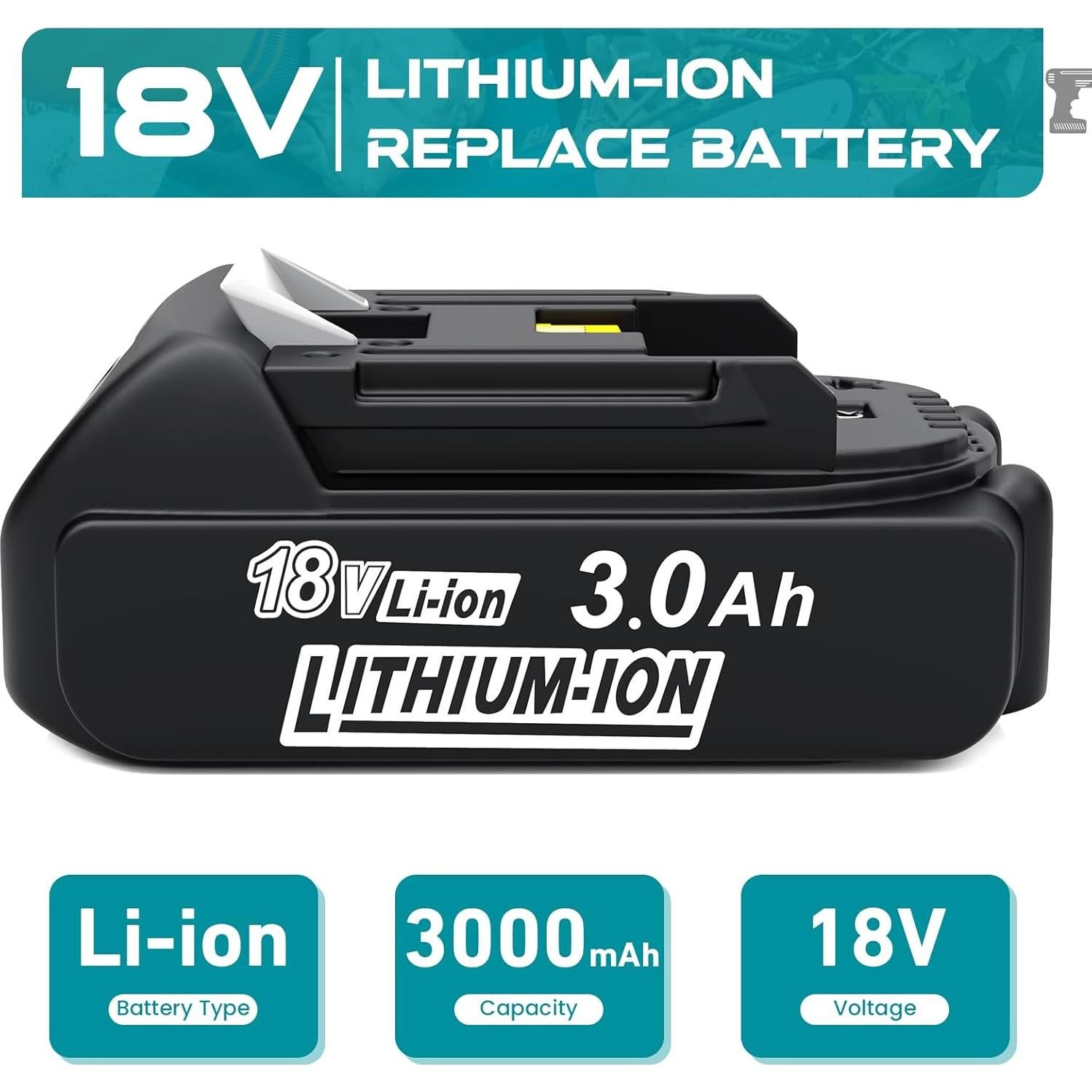 Batería de Reemplazo Makita 18V 3.0Ah Litio-ion BL1830B