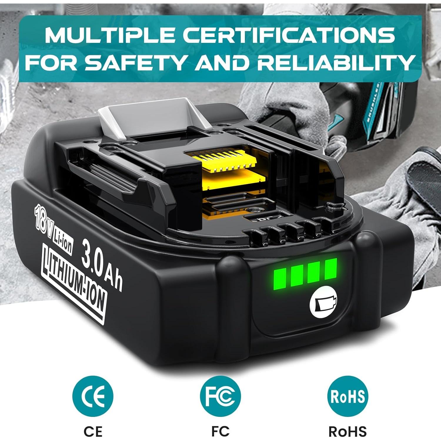 Batería de Reemplazo Makita 18V 3.0Ah Litio-ion BL1830B