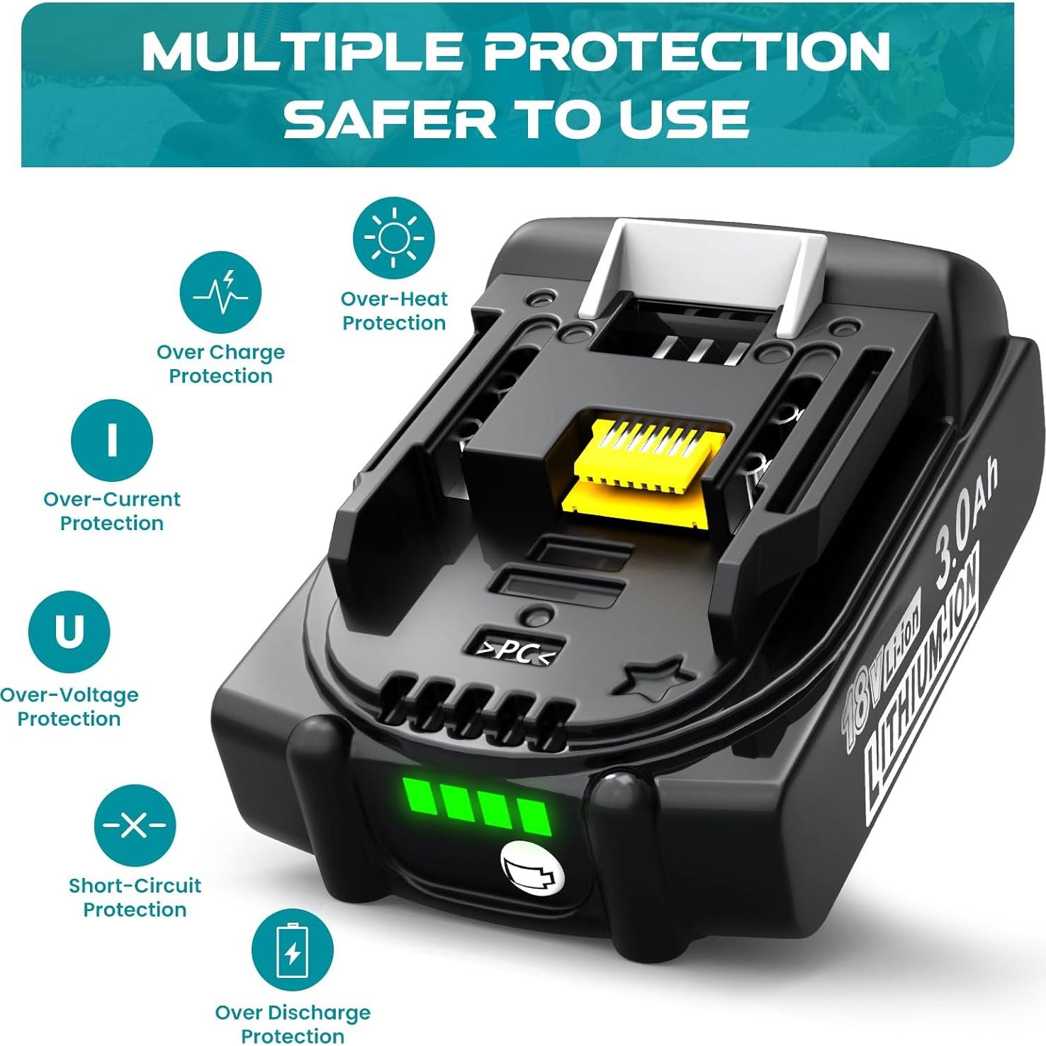 Batería de Reemplazo Makita 18V 3.0Ah Litio-ion BL1830B