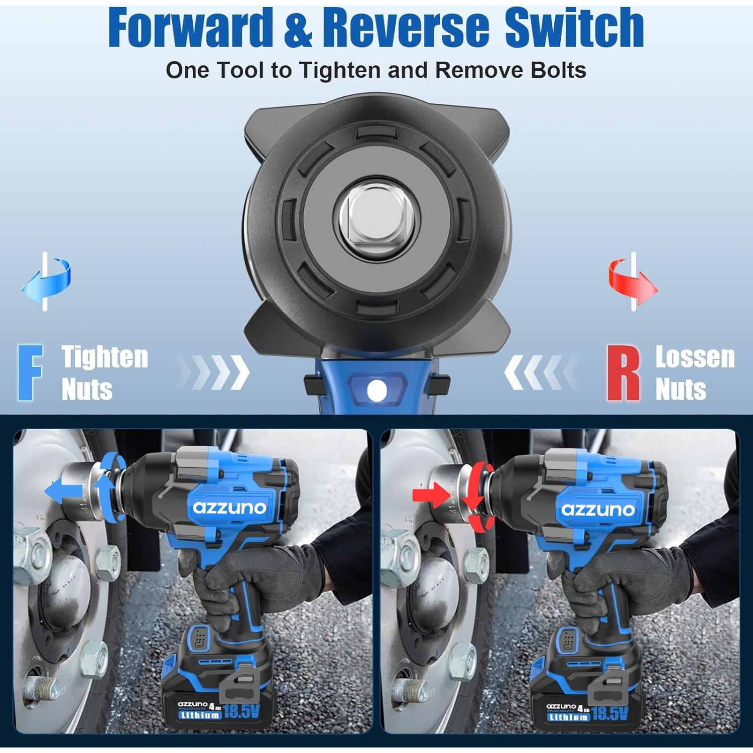 Llave de Impacto Eléctrica AZZUNO 1000Nm 1/2'' Inalámbrica