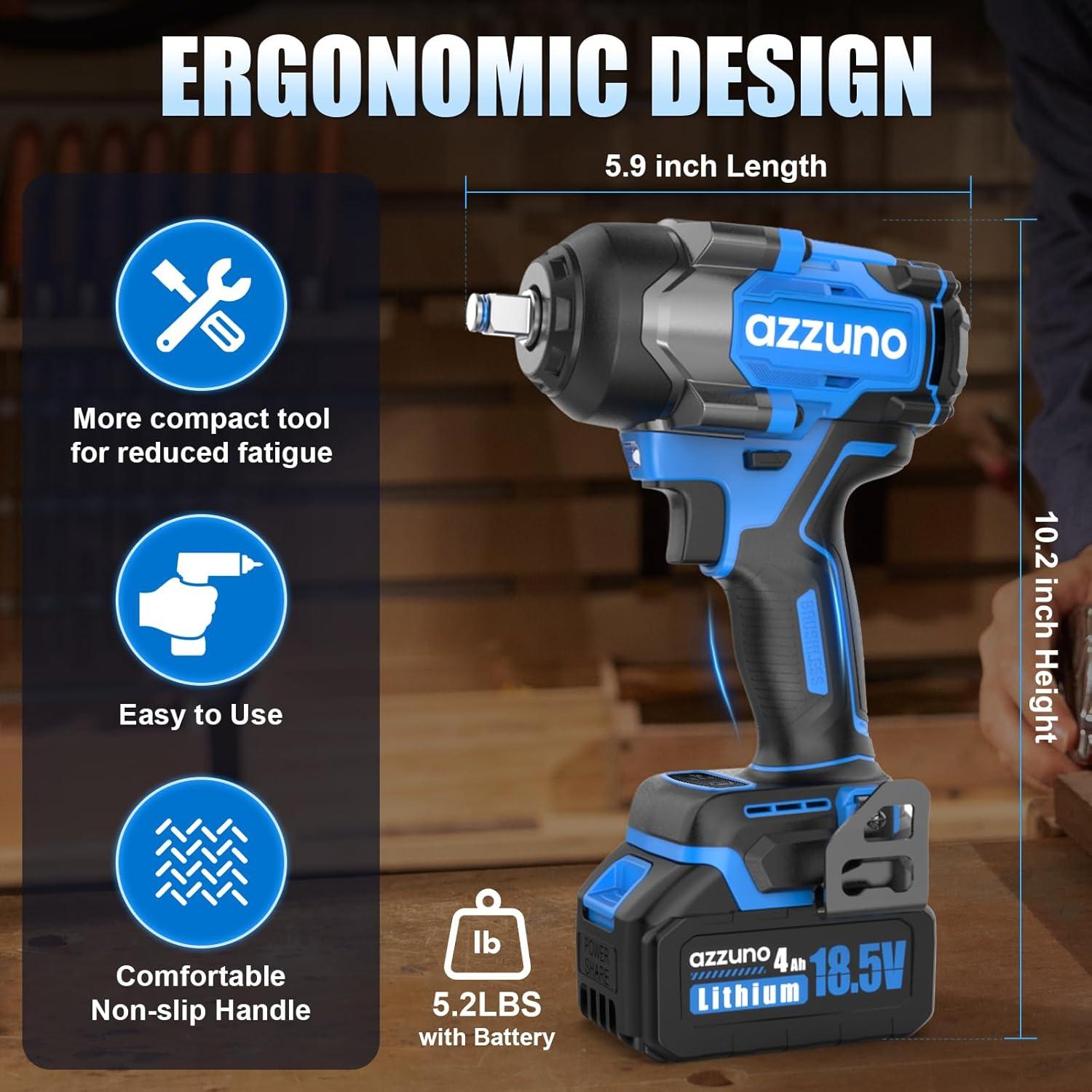 Llave de Impacto Eléctrica AZZUNO 1000Nm 1/2'' Inalámbrica