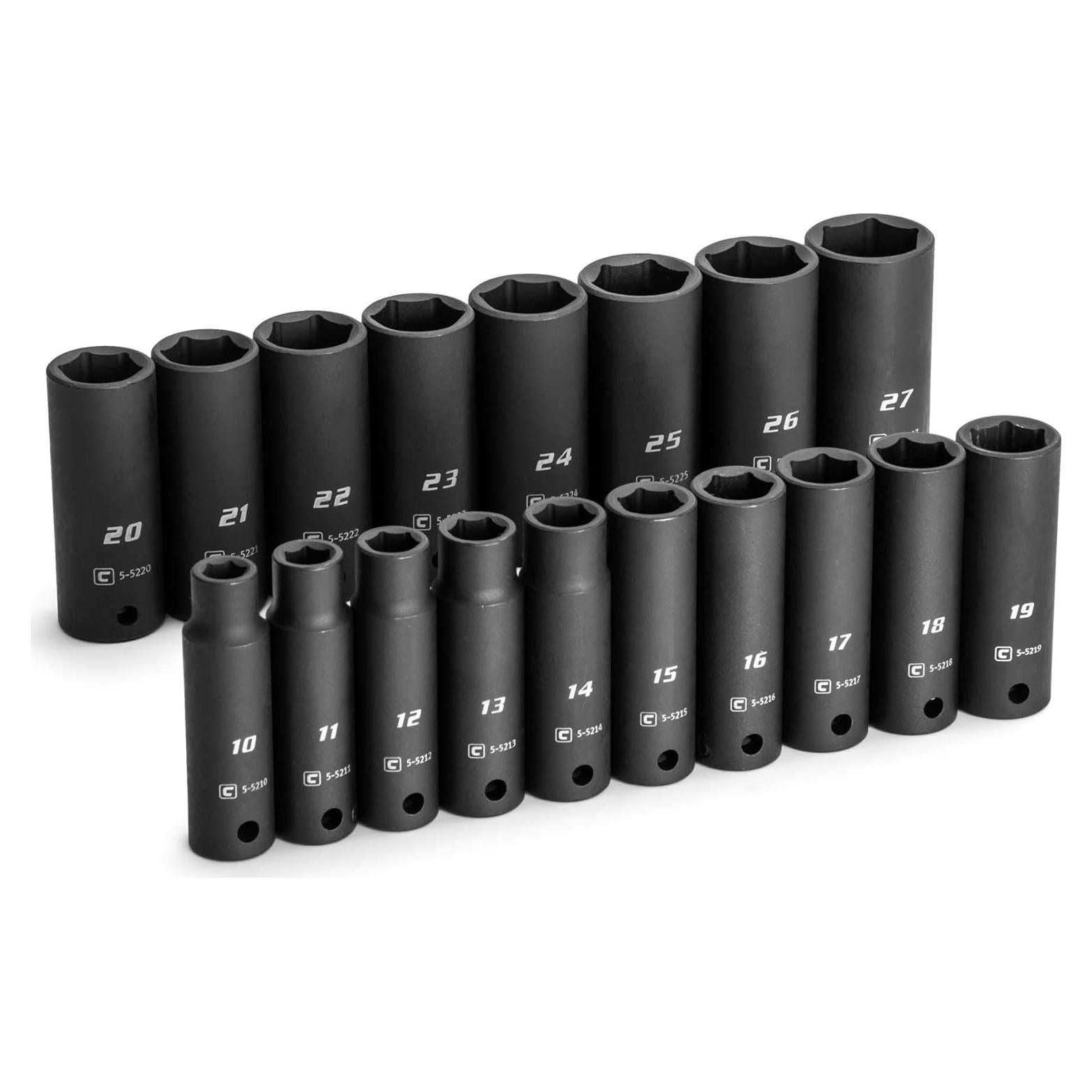 Juego de Enchufes de Impacto Profundo Capri Tools 10-27 mm, 18 Piezas