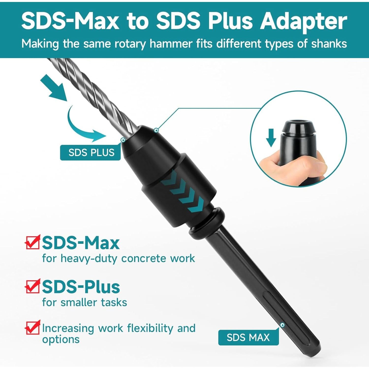 Adaptador SDS-Max a SDS-Plus YOSIGHT 22.86 cm Acero Aleado