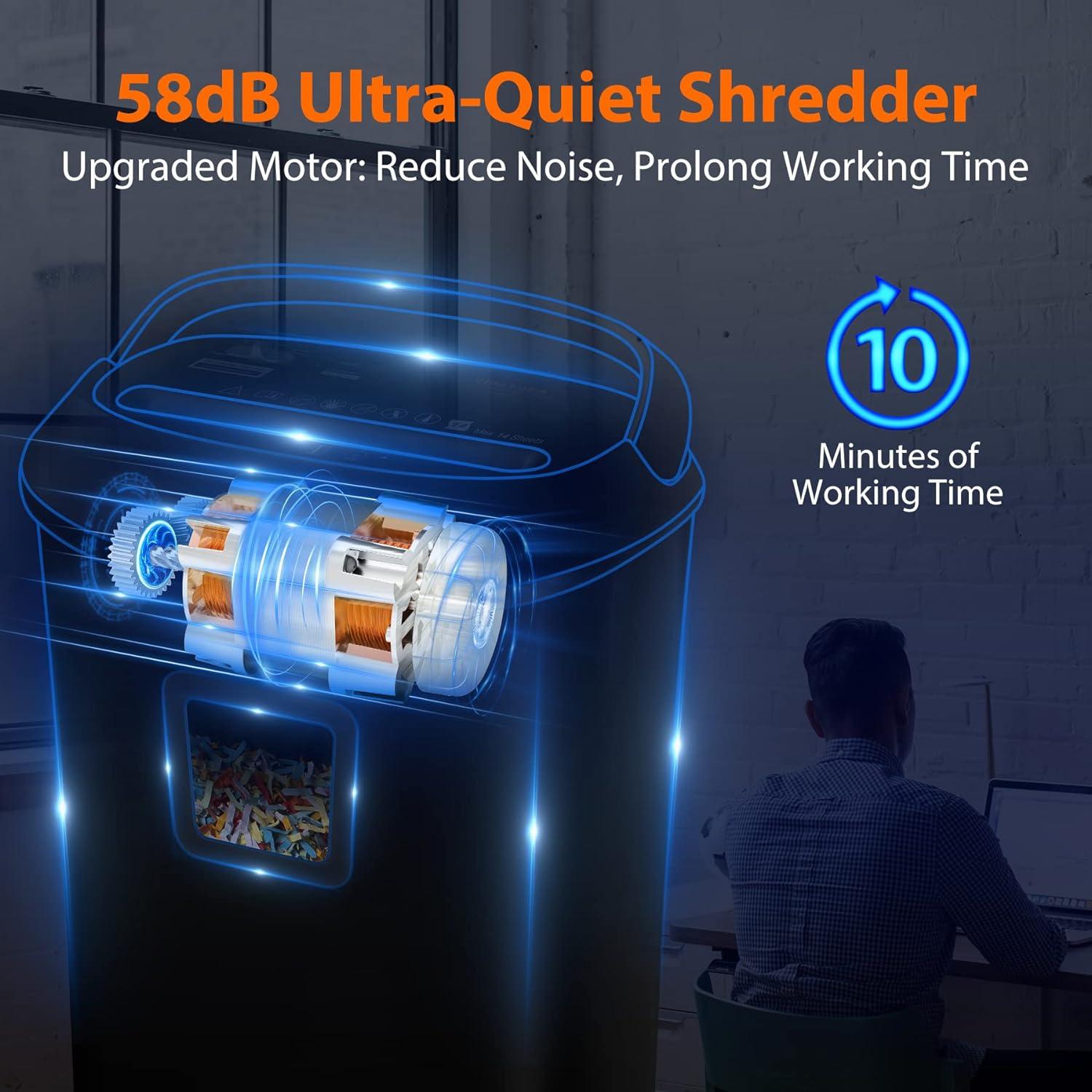 Destructora de papel VidaTeco 14 hojas corte en cruz 58 dB