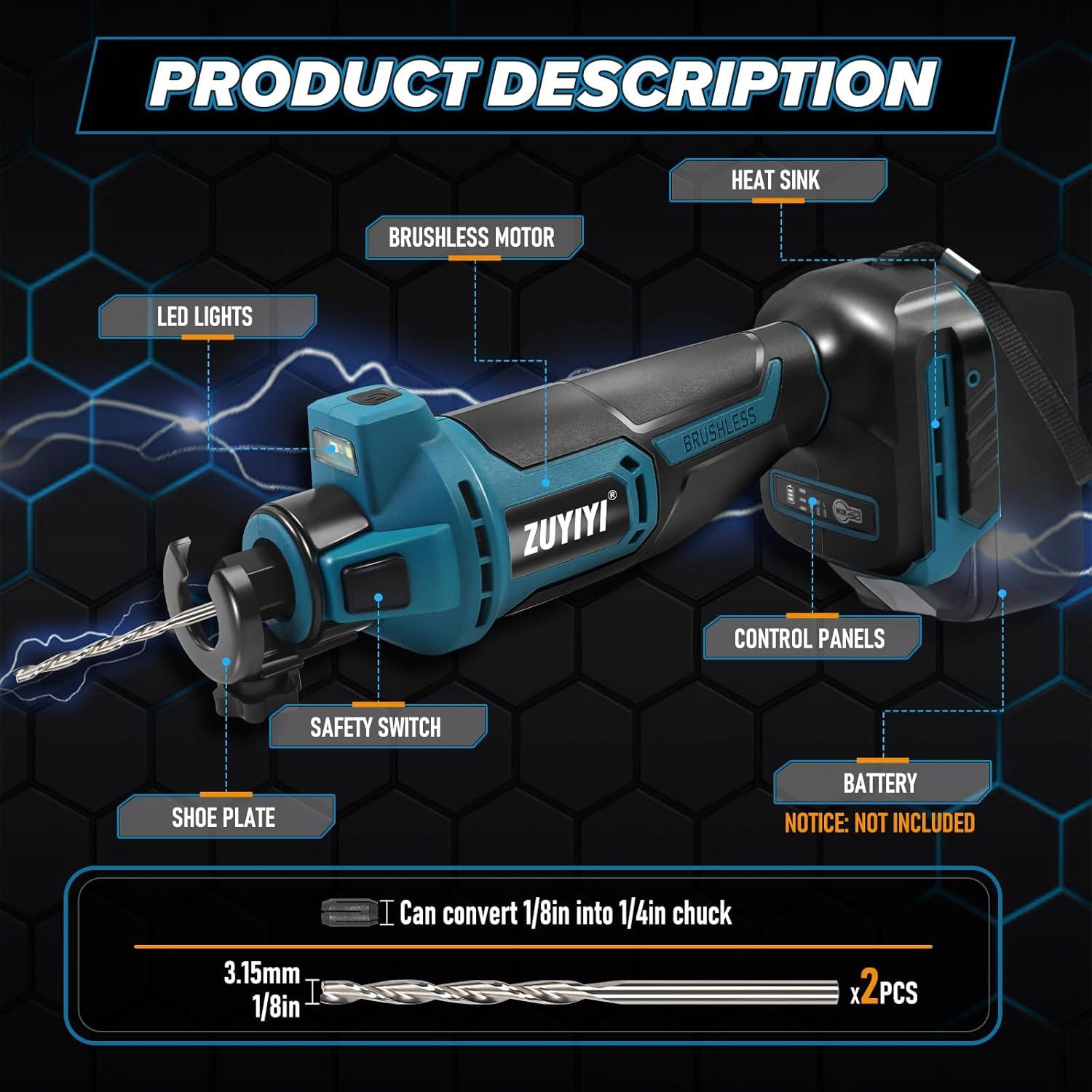 Sierra Inalámbrica ZUYIYI 18V para Corte de Paneles de Yeso 30000RPM