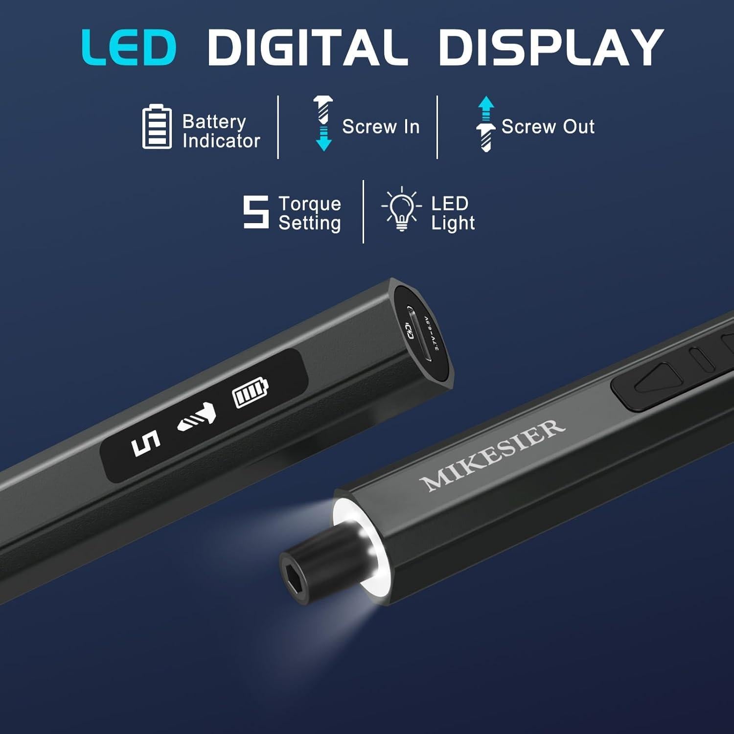 Destornillador Eléctrico Mini MIKESIER 3.7V 64 Puntas Magnéticas
