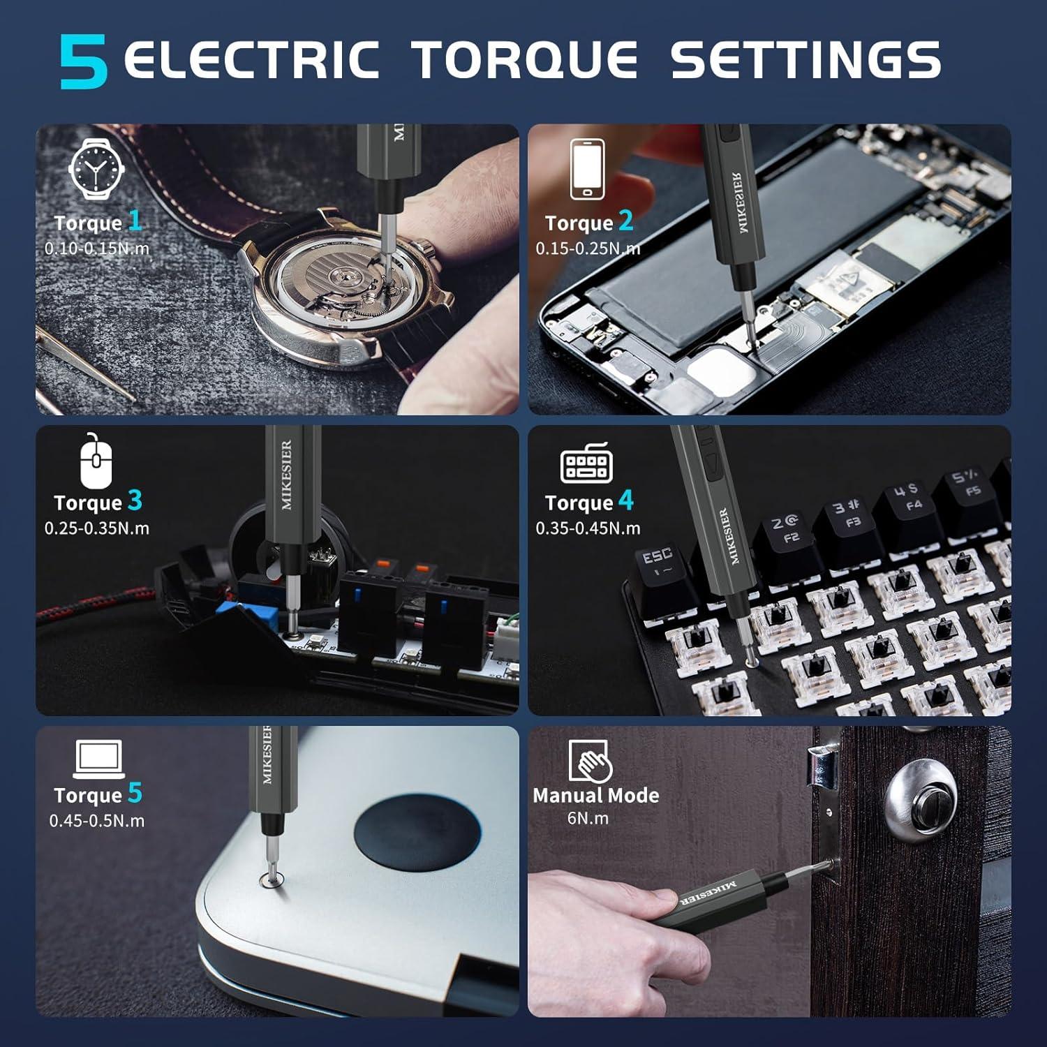 Destornillador Eléctrico Mini MIKESIER 3.7V 64 Puntas Magnéticas