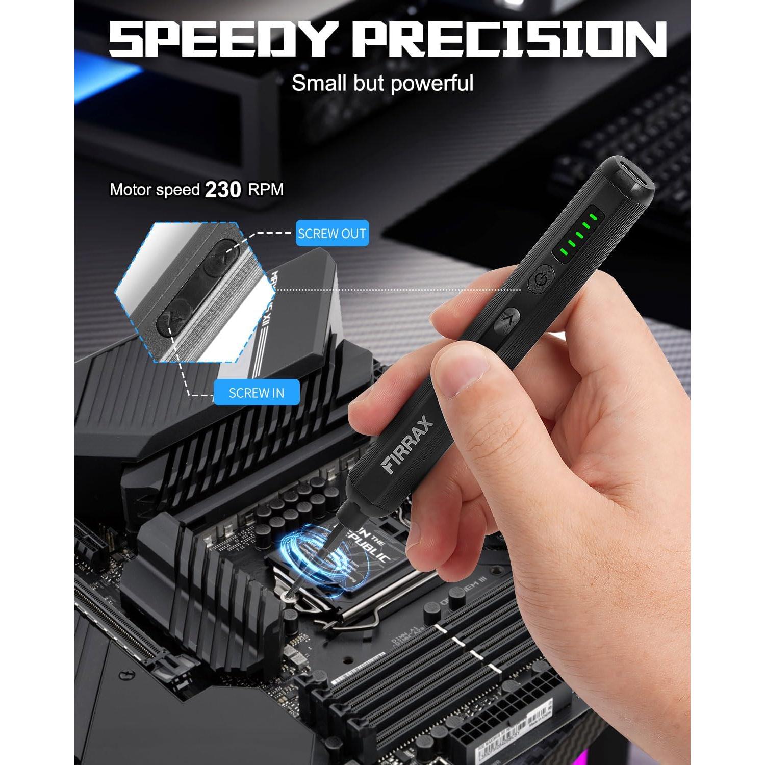 Destornillador Eléctrico FIRRAX 76-en-1 con Luz LED y 64 Puntas