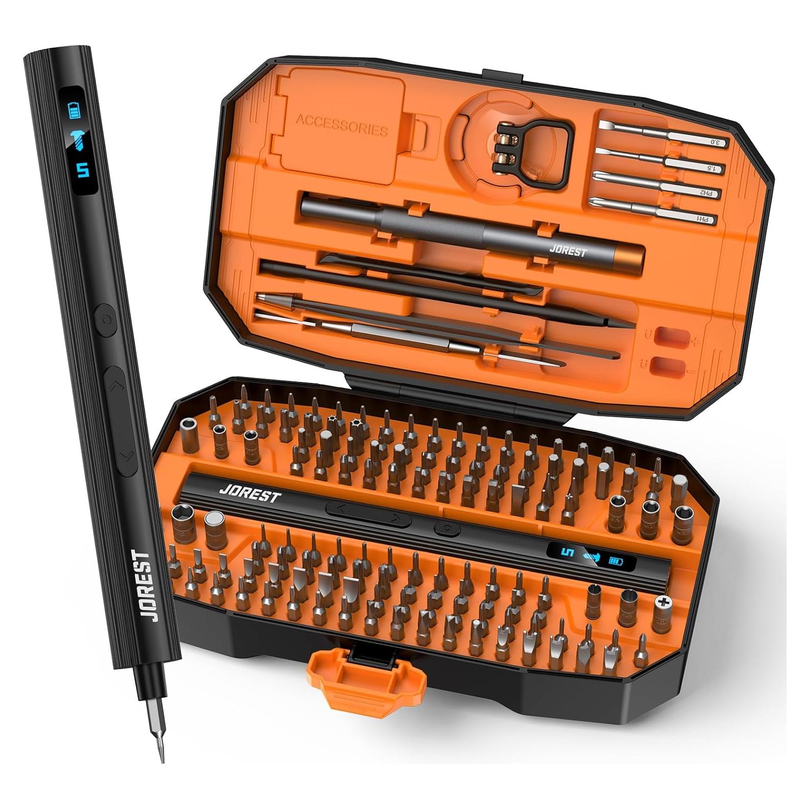 Mini Destornillador Eléctrico JOREST 155 en 1 con Luz LED