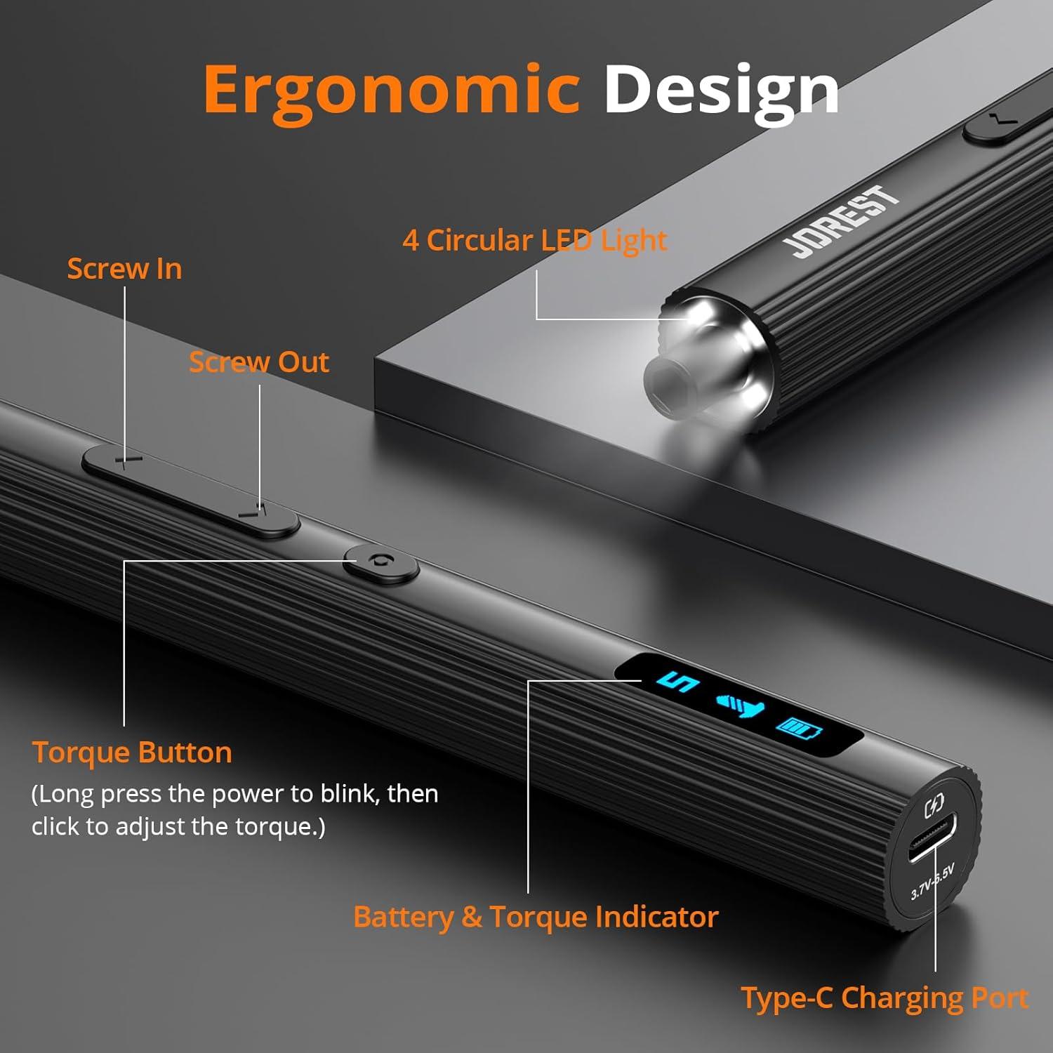 Mini Destornillador Eléctrico JOREST 155 en 1 con Luz LED