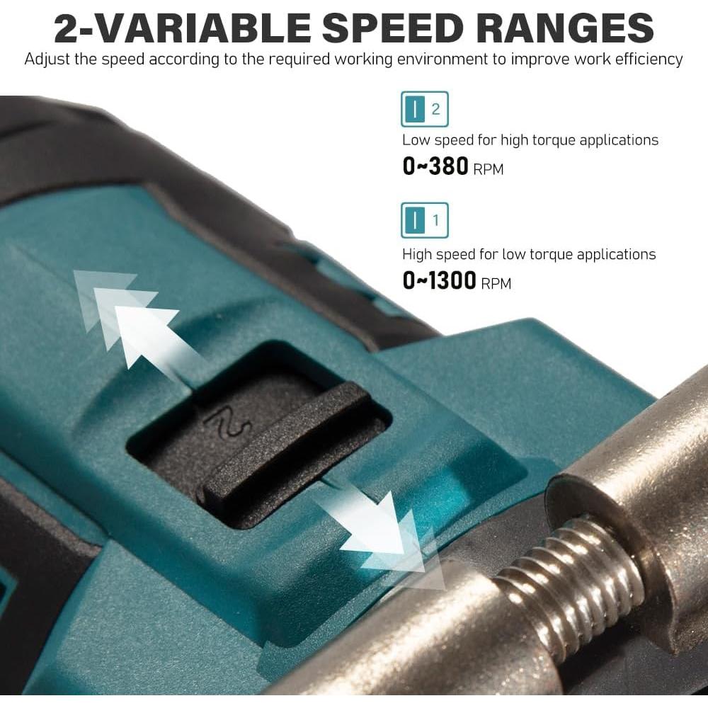 Taladro Eléctrico Inalámbrico LINGYUE 18V, 2 Velocidades 1400 RPM