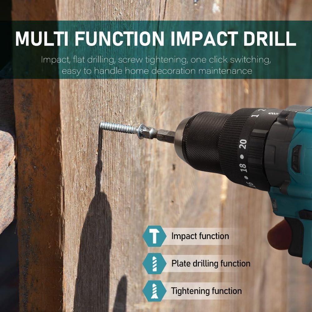 Taladro Eléctrico Inalámbrico LINGYUE 18V, 2 Velocidades 1400 RPM