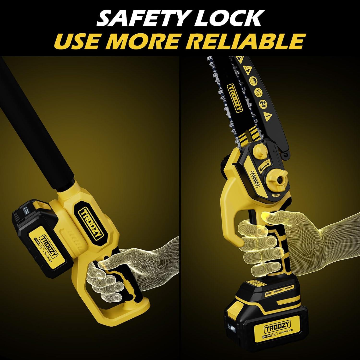 Sierra de Poste Inalámbrica TROOZY 6" y Mini Motosierra 2-en-1