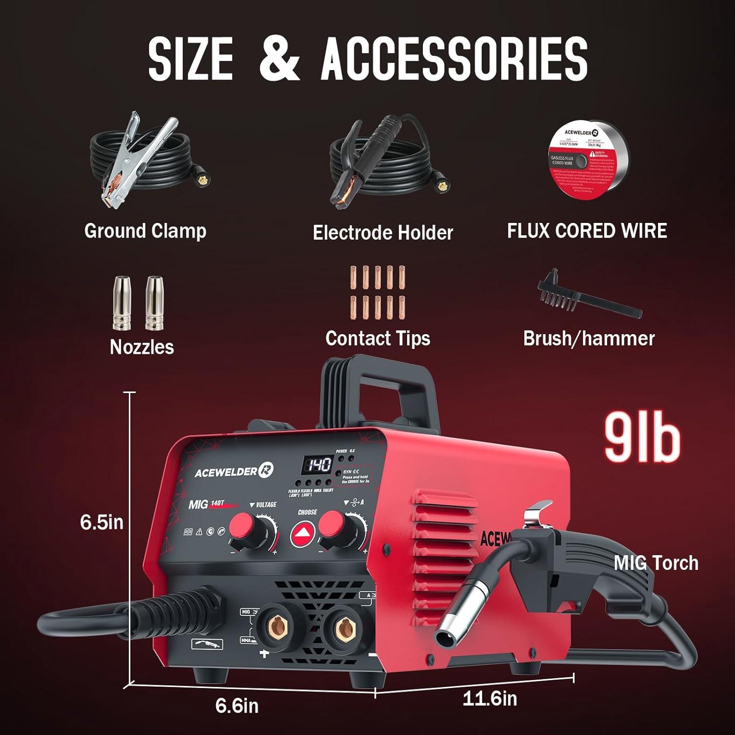 Máquina de Soldadura MIG 140A ACEWELDER 3 en 1 Portátil