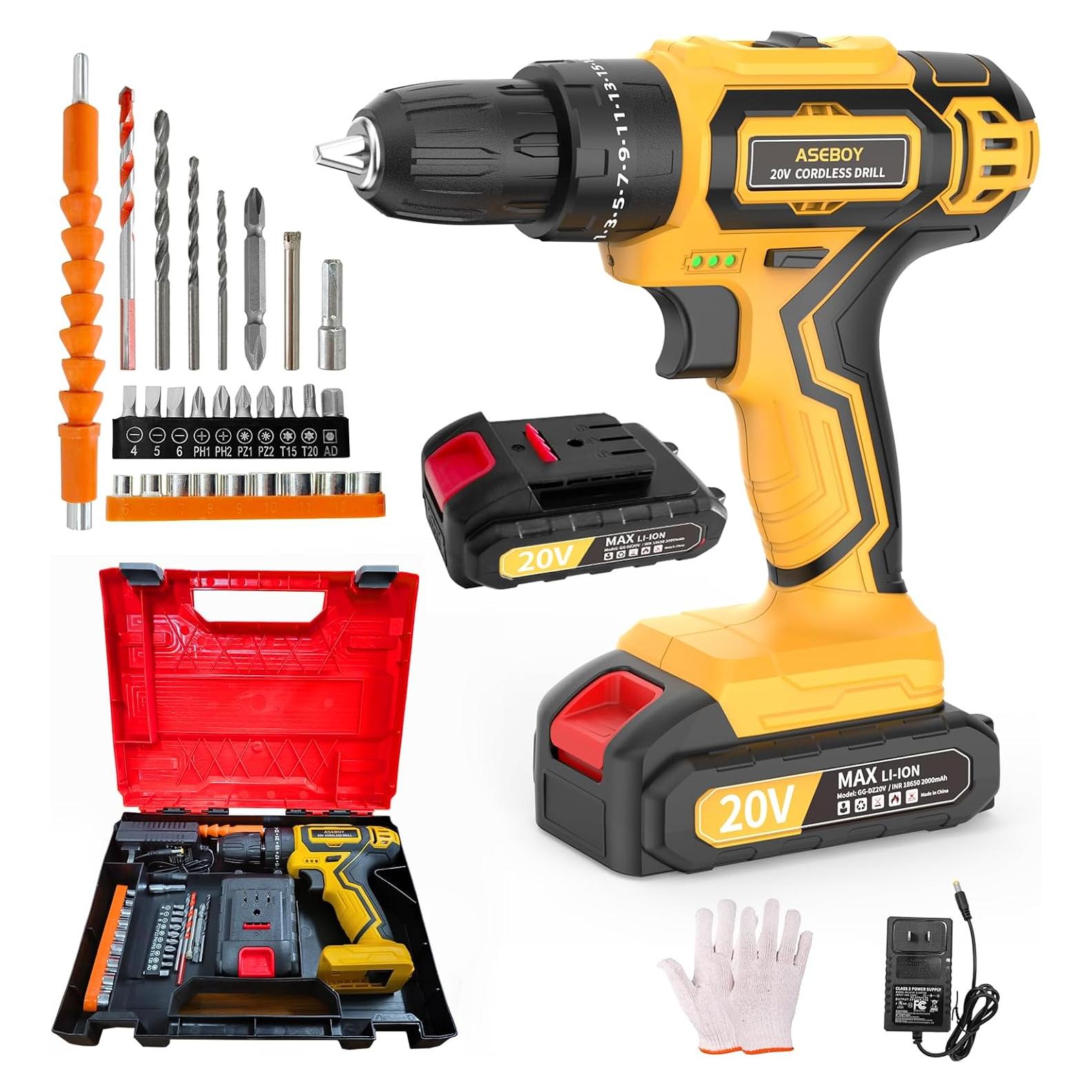 Taladro Inalámbrico Aseboy 20V con 1 Batería y Cargador